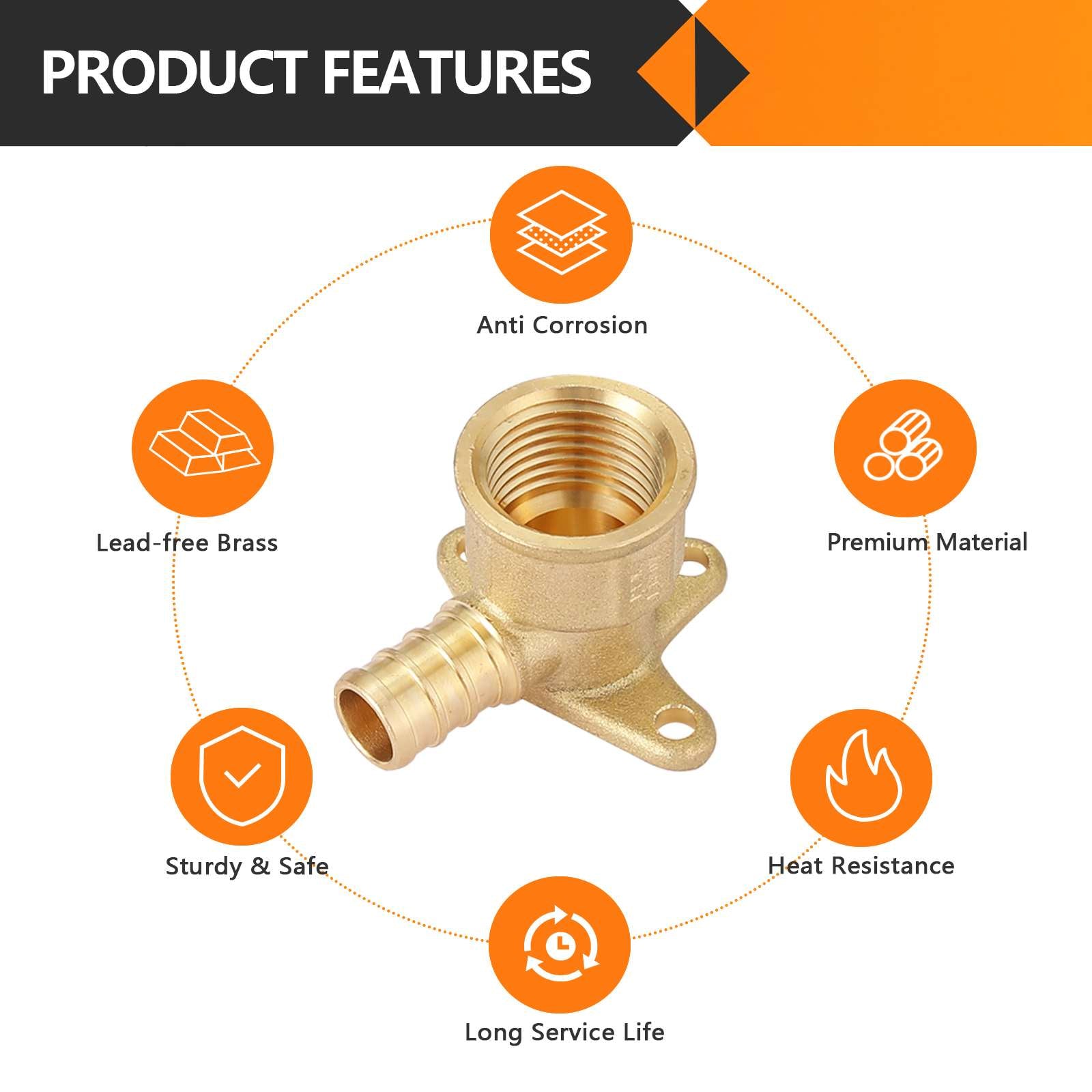 pex b crimp x female threaded drop ear elbow lead free 4