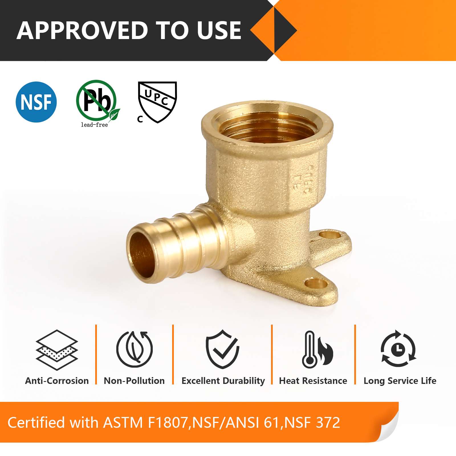 pex b crimp x female threaded drop ear elbow lead free 6