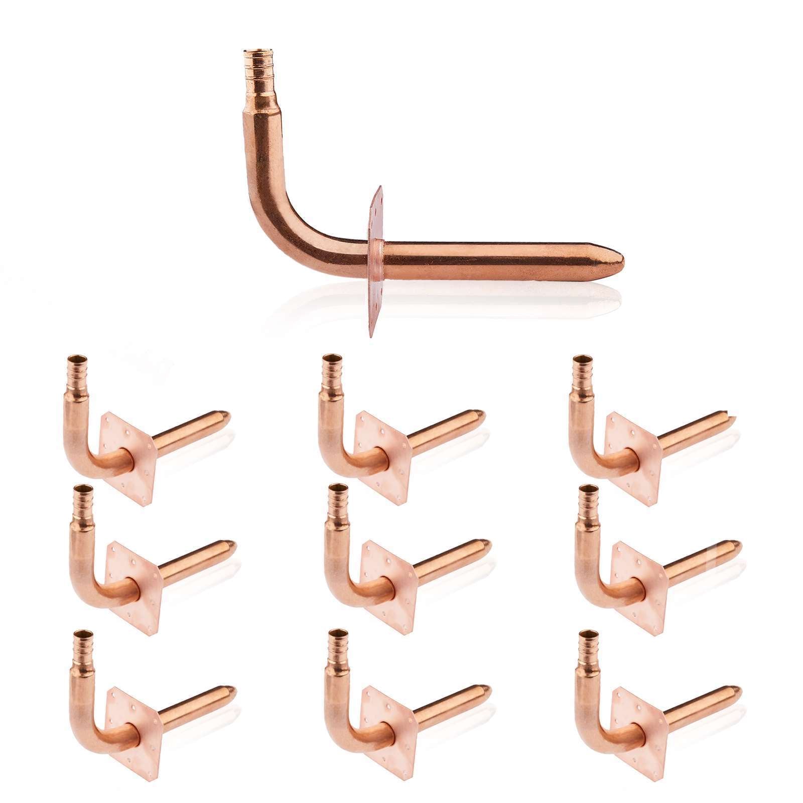 pex crimp copper stub with wall flange 8