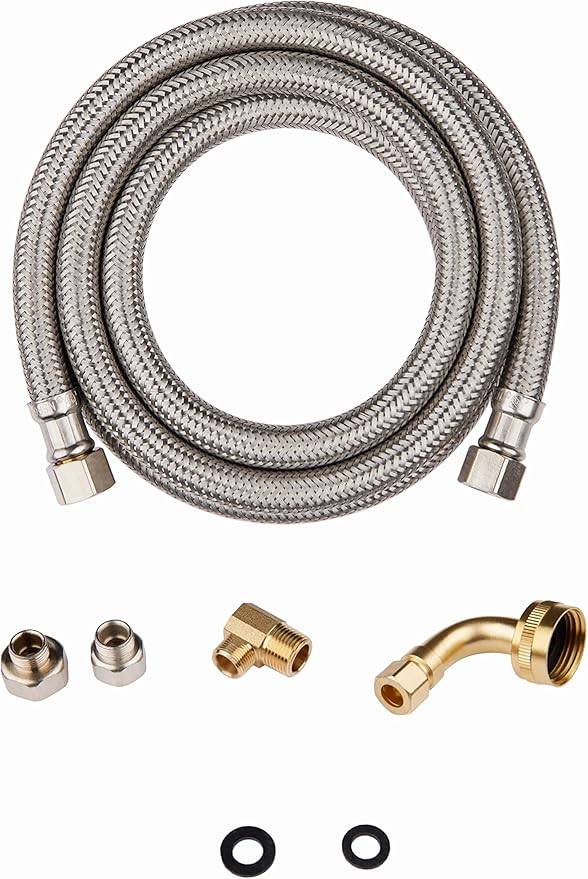6ft dishwasher installation kit, stainless steel dishwasher supply line, with compression connection