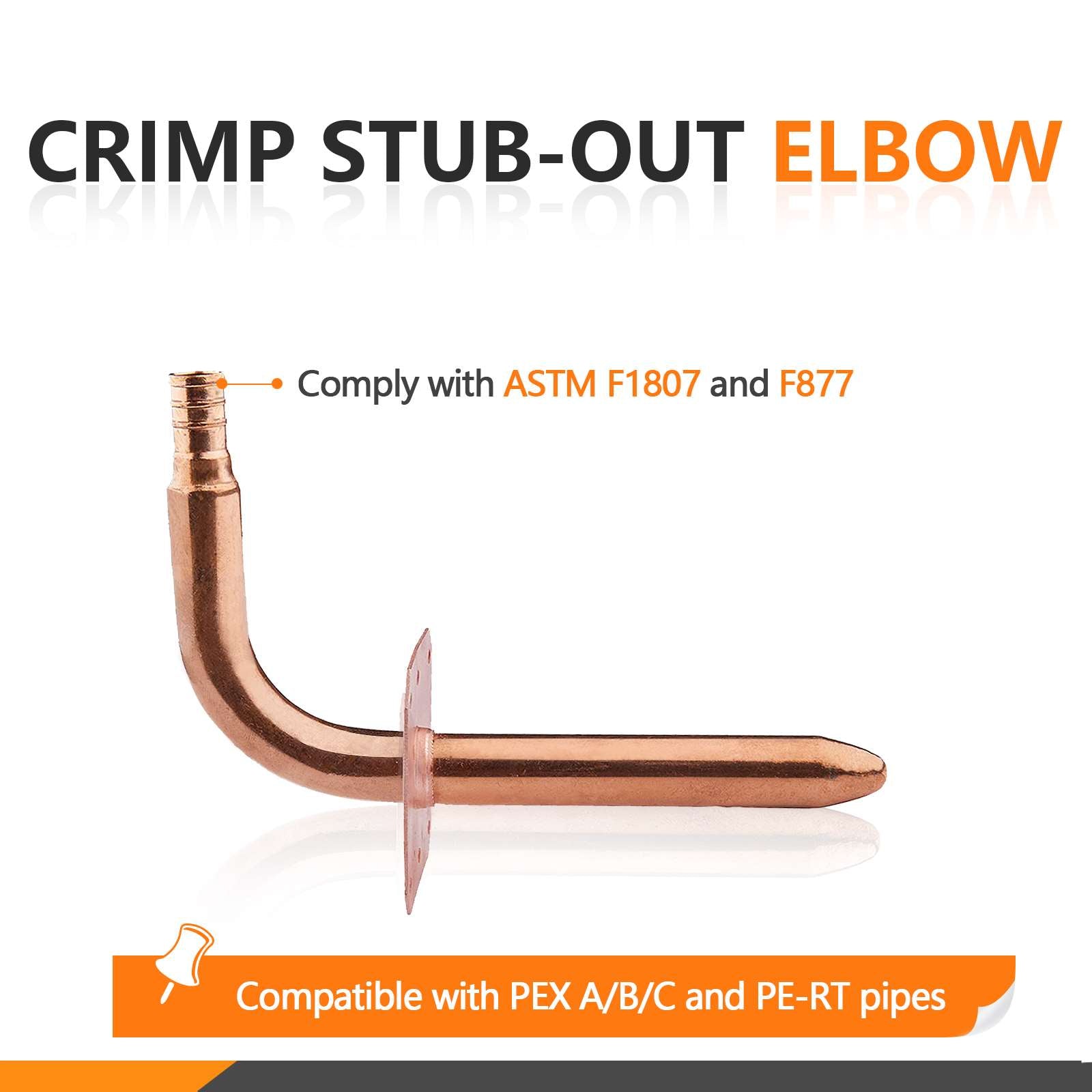 pex crimp copper stub with wall flange 2