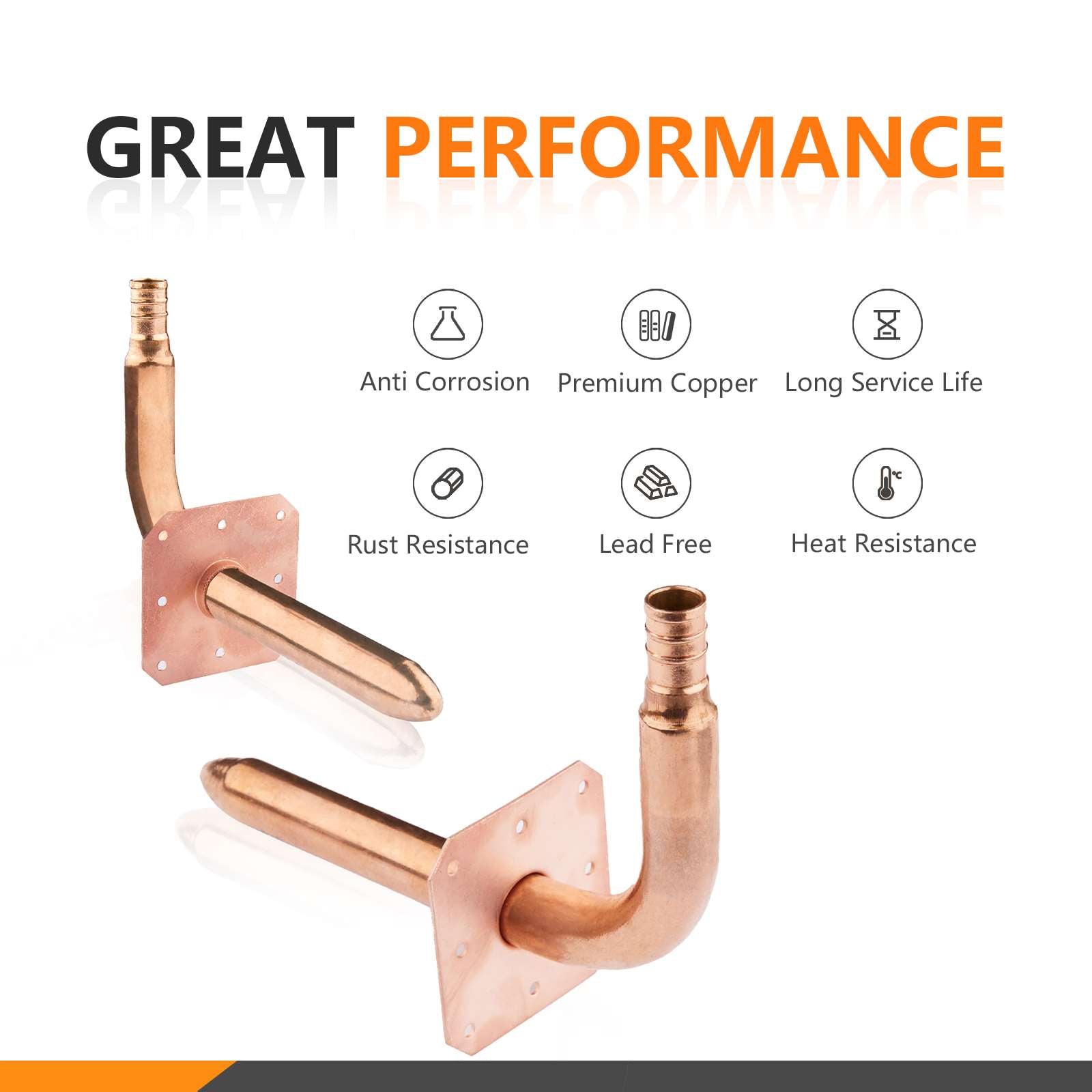 pex crimp copper stub with wall flange 4