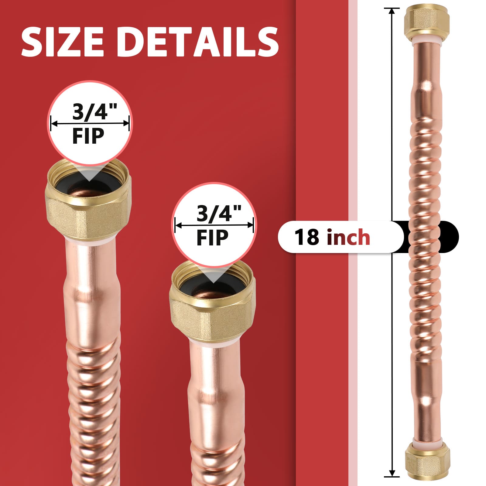 3/4 in. FIP x 3/4 in. FIP x 18 in. Copper Water Heater Connector