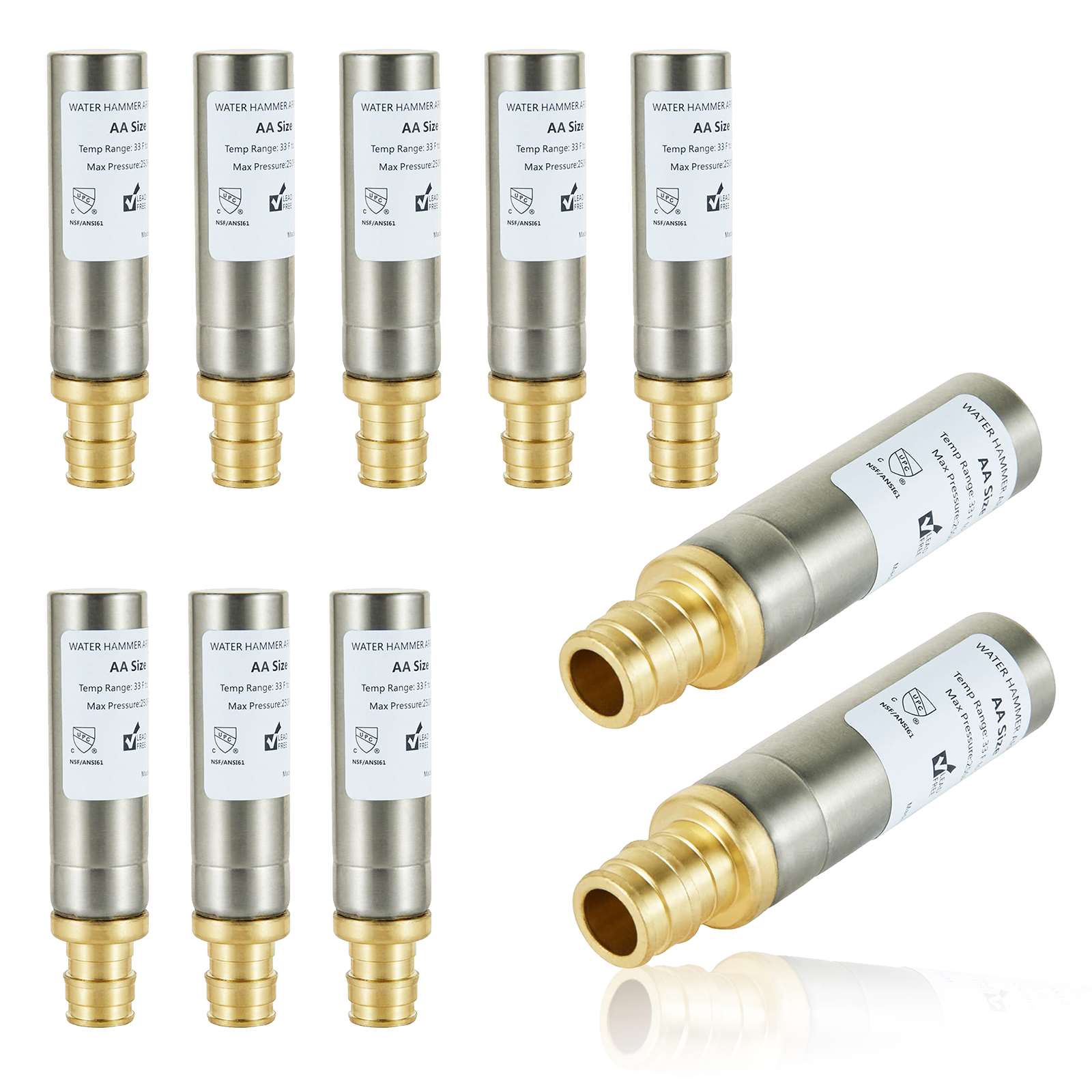 straight water hammer arrestor stainless steel 18