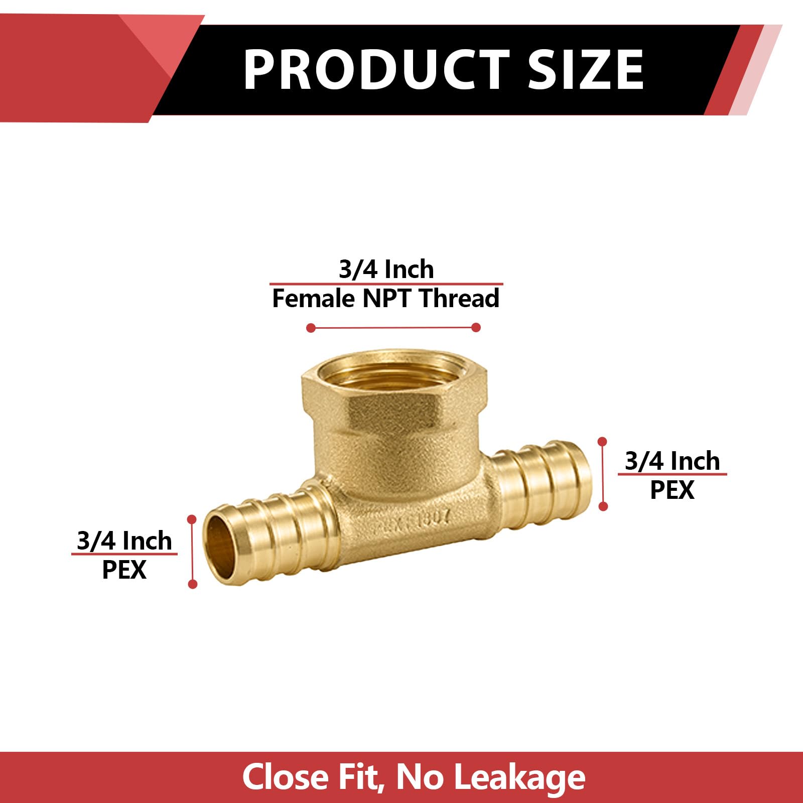pex-b crimp female tee 3/4