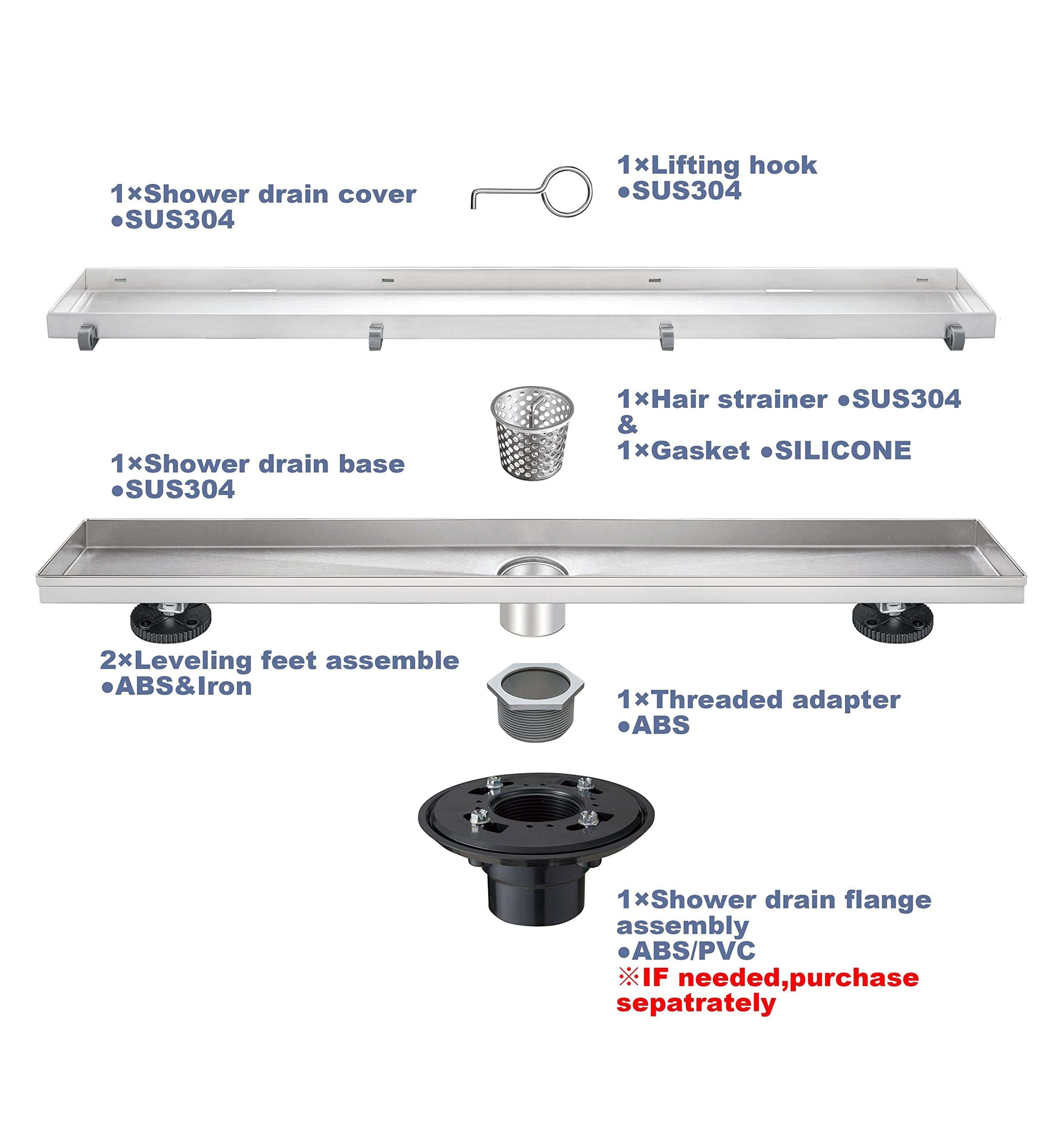linear shower drain 24