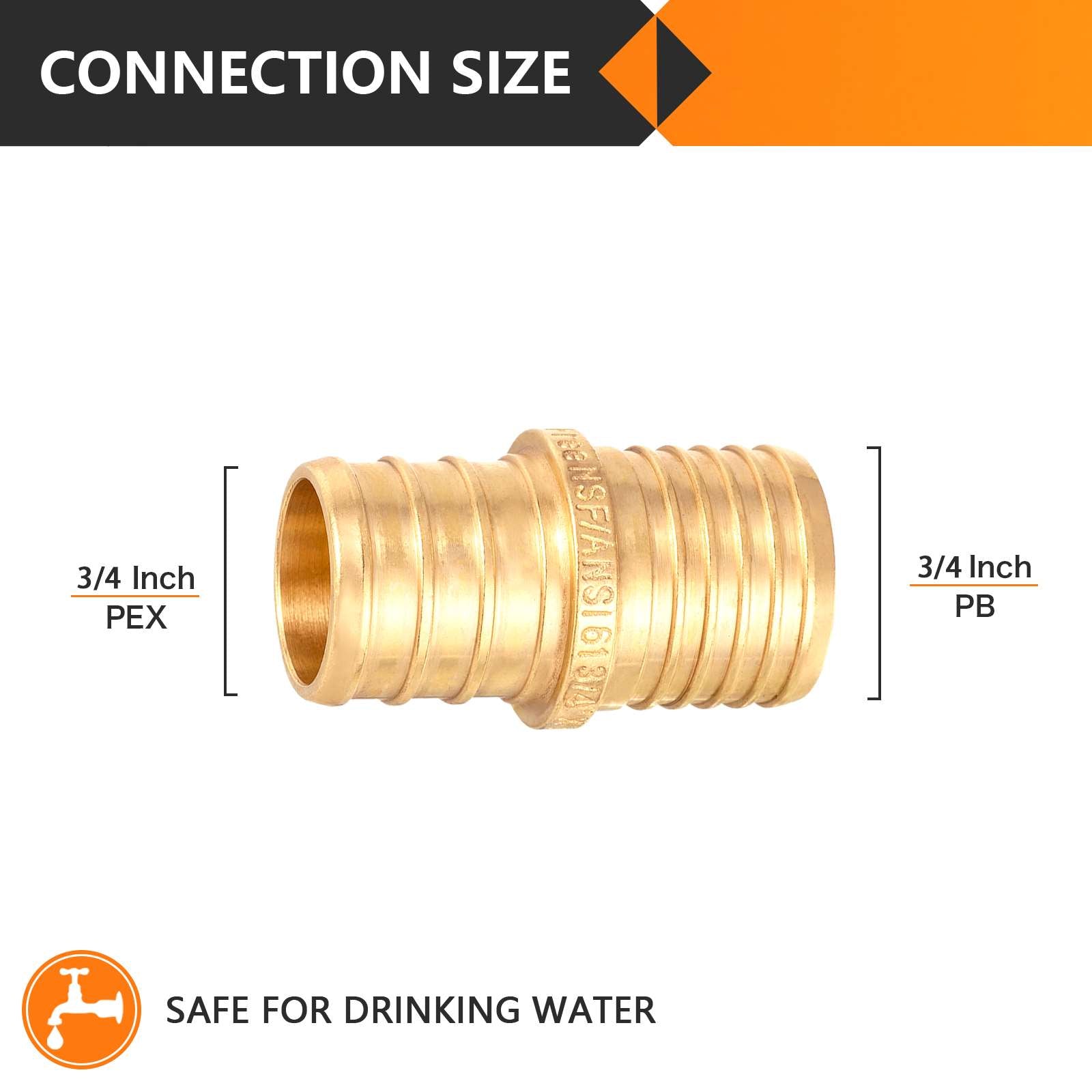 pex-b crimp 3/4-inch pex 3/4-inch pb transition brass pex coupling (lead free) 4
