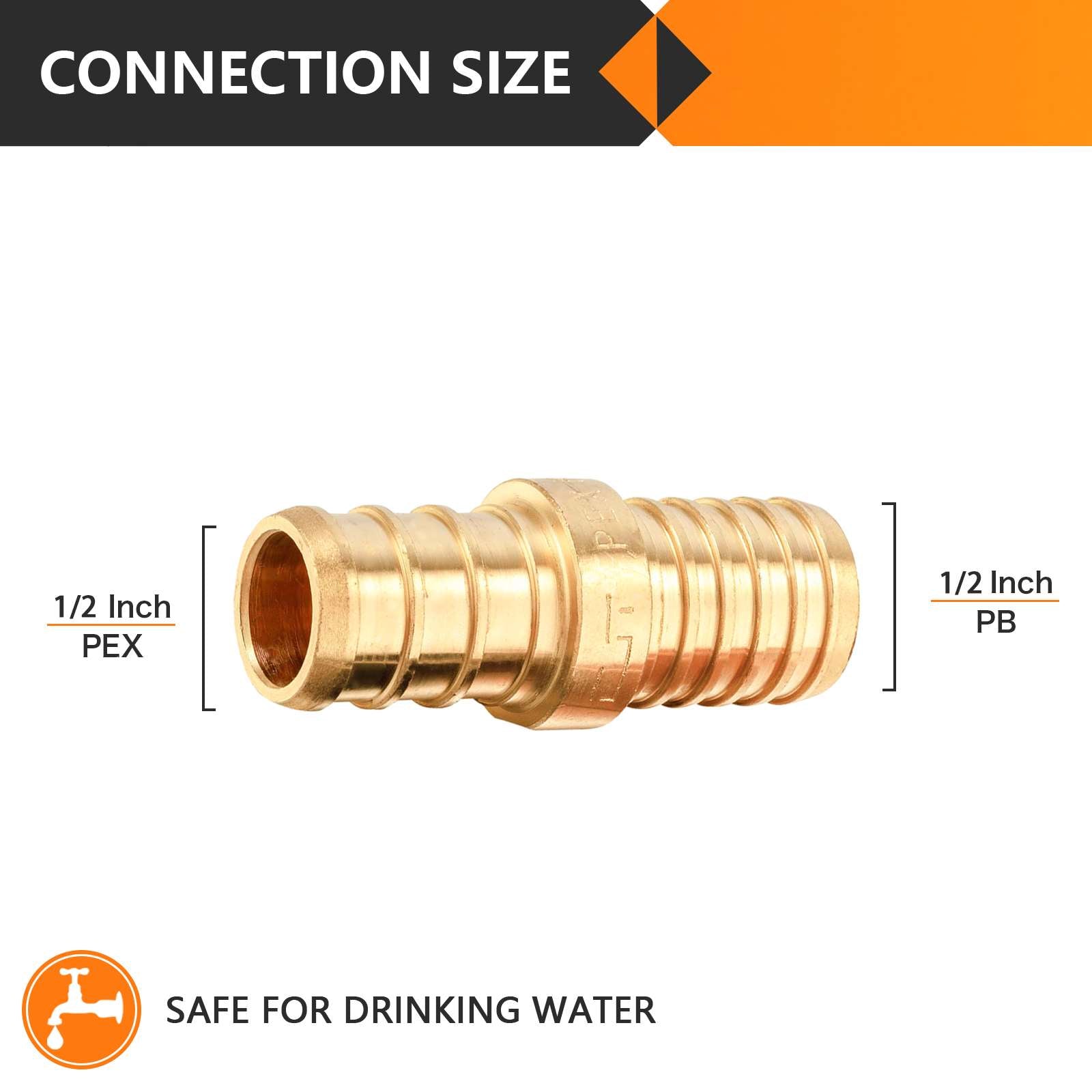 pex-b crimp 1/2-inch pex 1/2-inch pb transition brass pex coupling (lead free) 4
