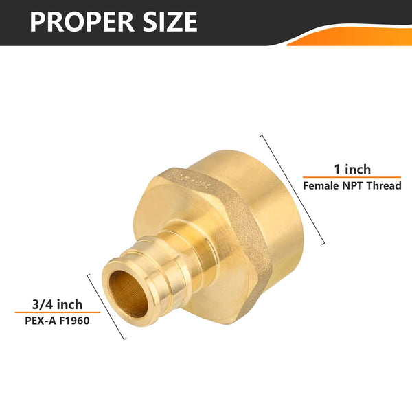 Efield 3/4" PEX X 1" Female Threaded Adapter – Lead-Free Brass Fitting, Free Shipping