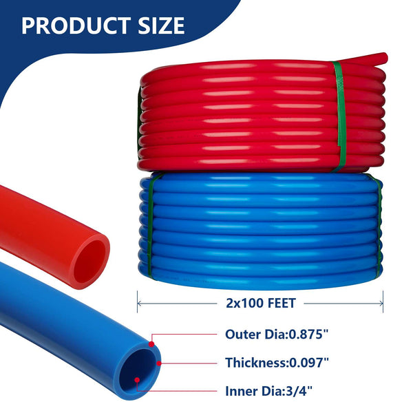 EFIELD 3/4" PEX Pipe - 300 Ft Red Coil For Hot & Cold Potable Water, NSF Certified