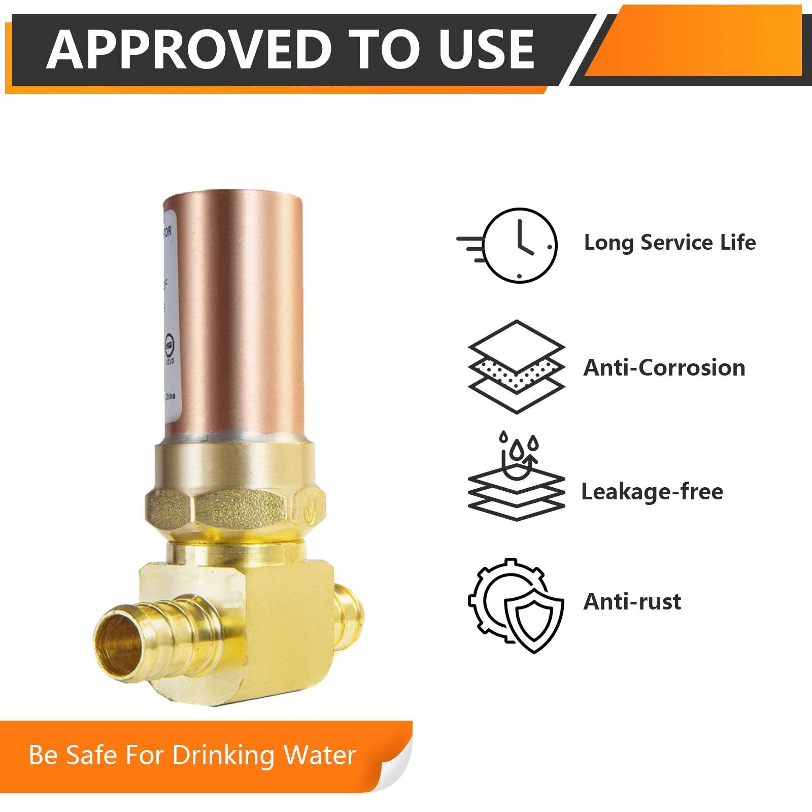 pex crimp connection tee water copper hammer arrestor 6