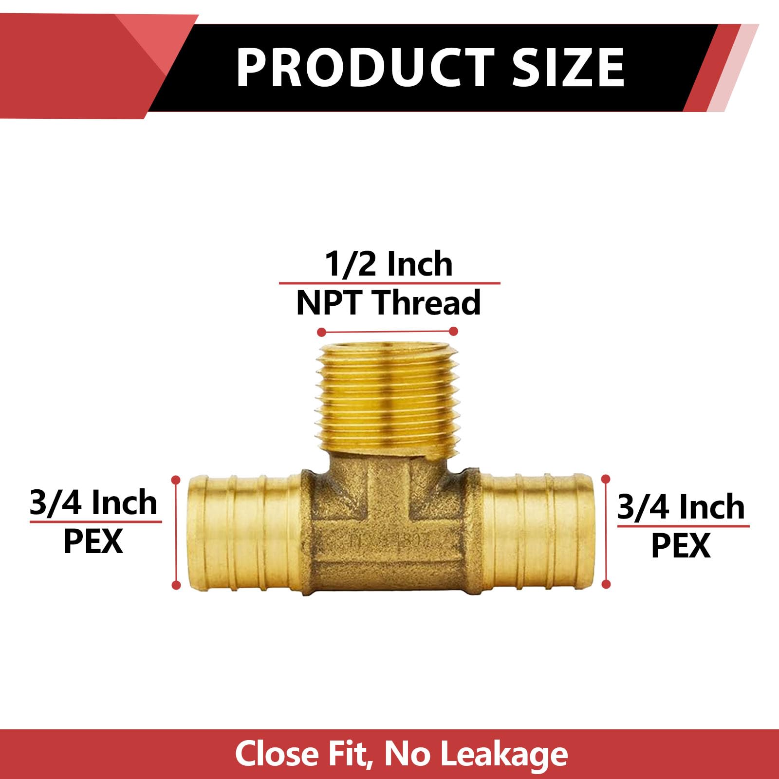 pex-b crimp male tee 3/4