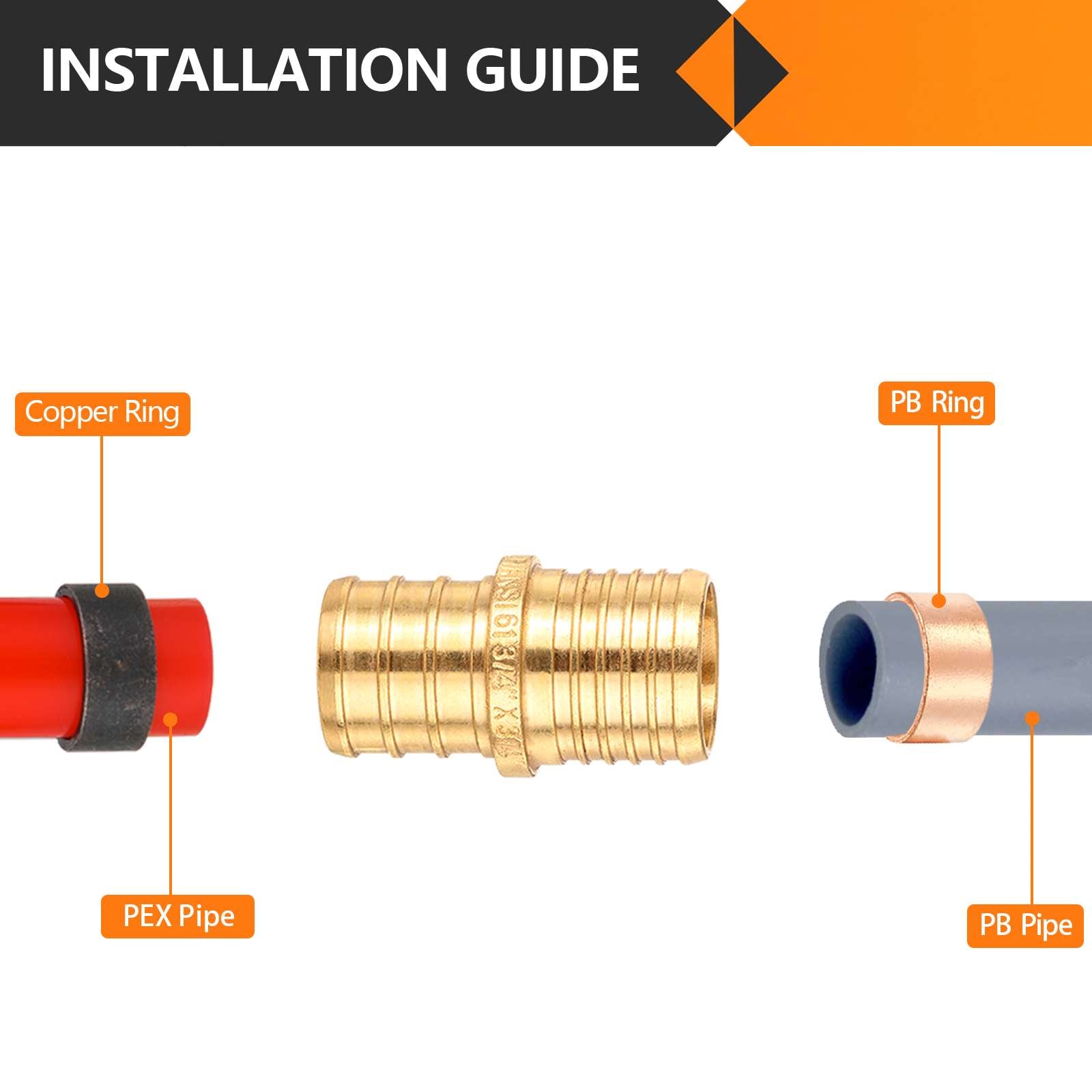 pex-b crimp 3/4-inch pex 3/4-inch pb transition brass pex coupling (lead free) 5