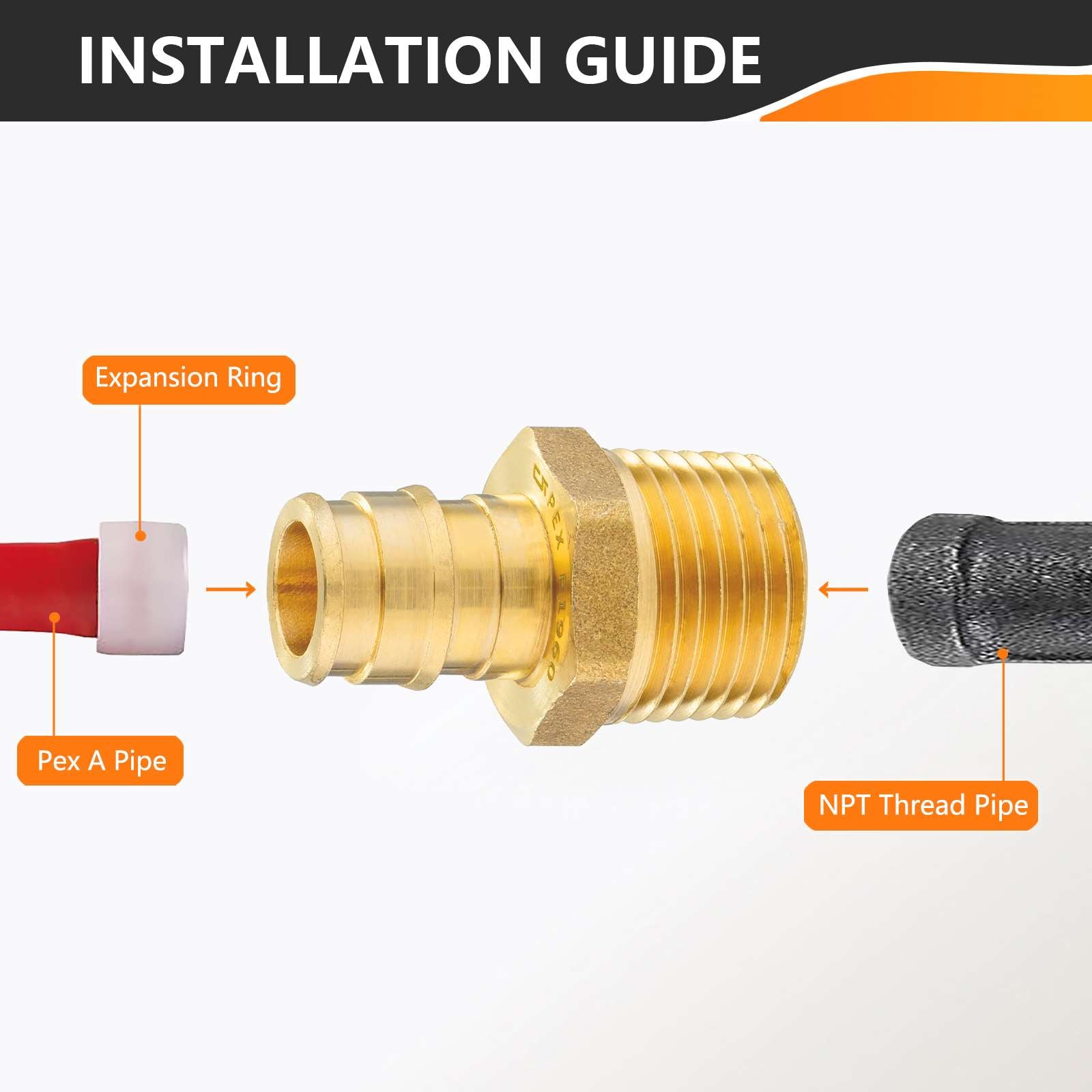 30 pcs pex a full flow expansion adapter 1