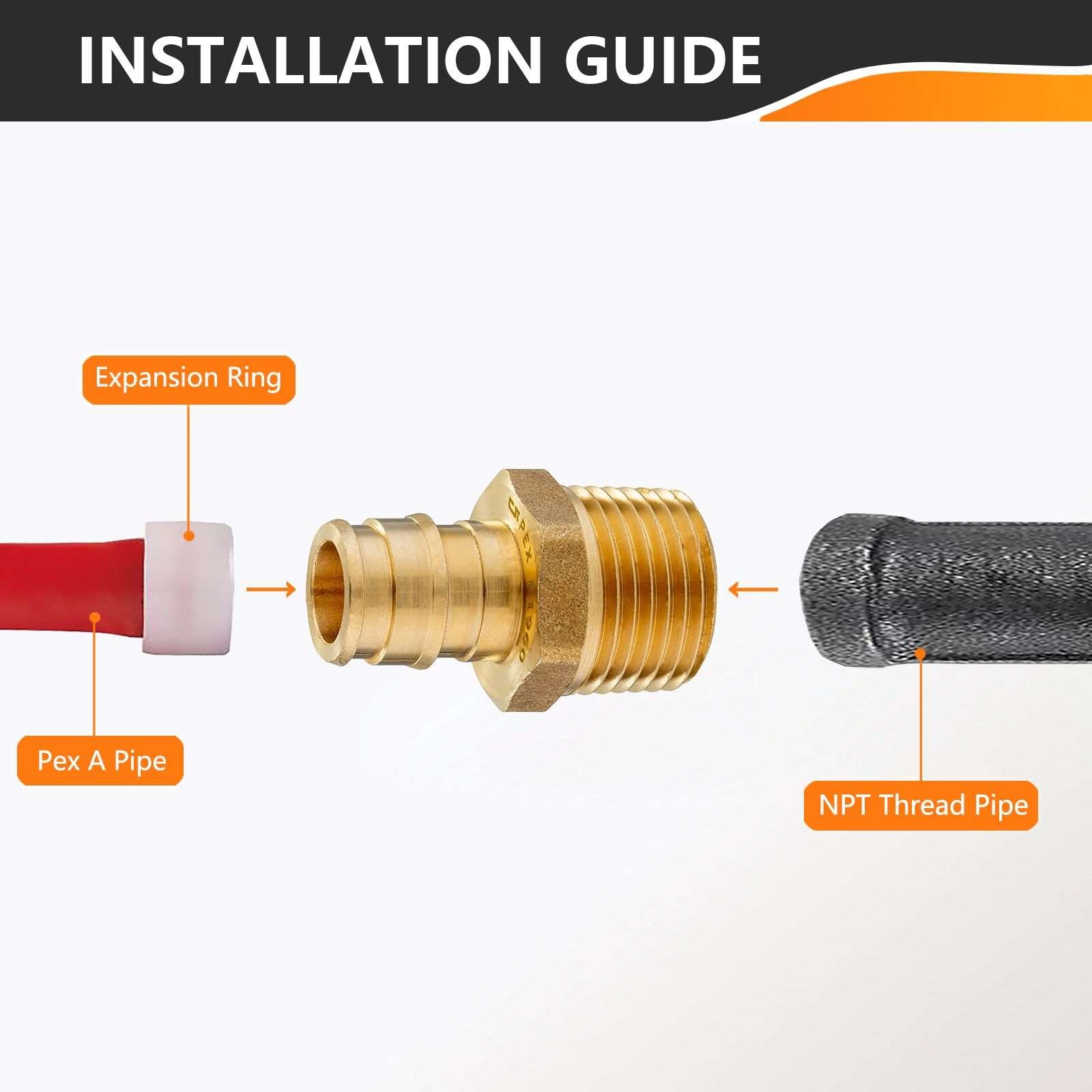 30 pcs pex a full flow expansion adapter 1/2