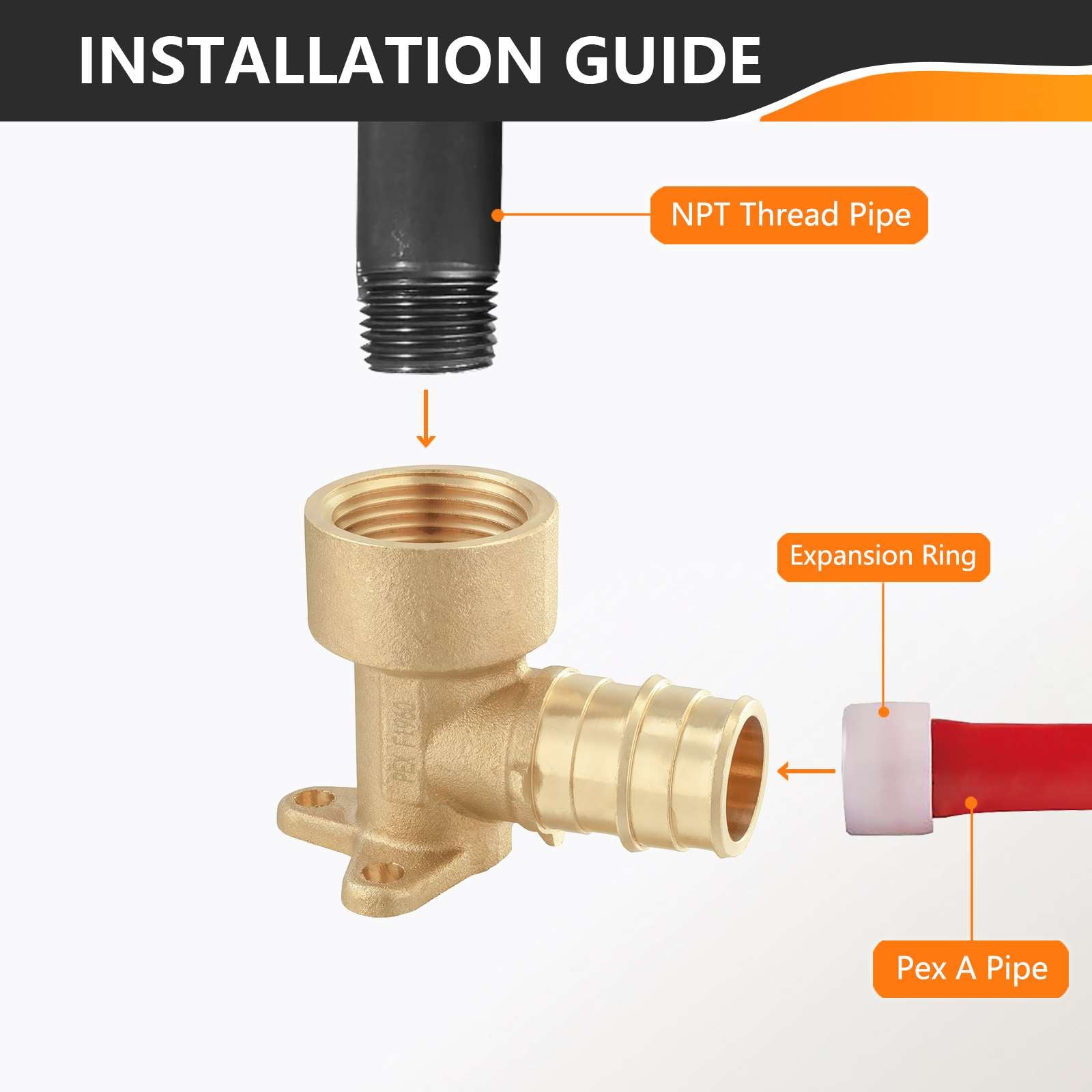 pex a expansion x female npt drop ear elbow lead free 4