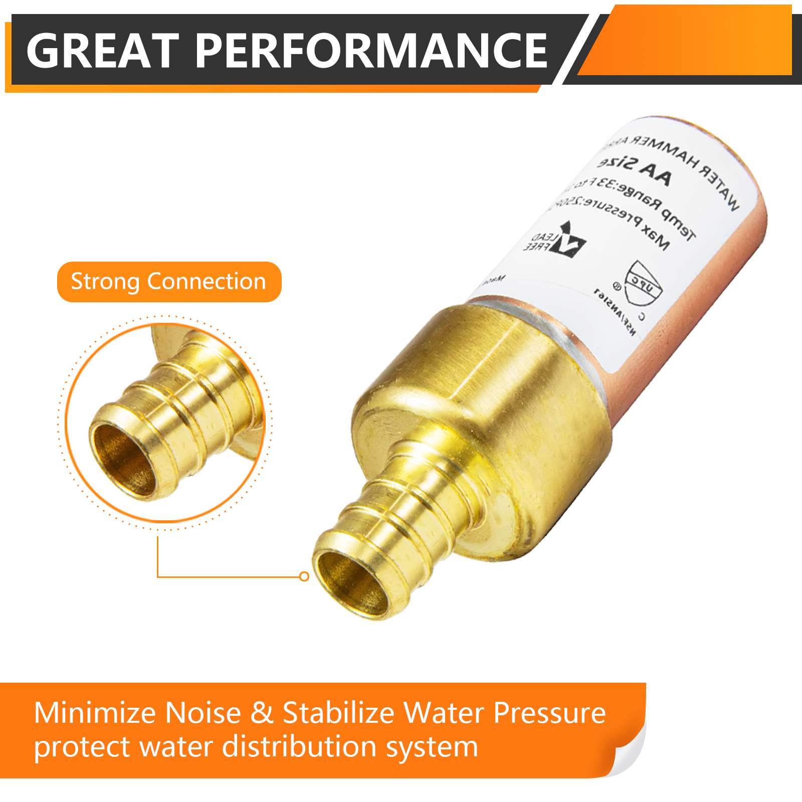 1 2 pex crimp connection f1807 water hammer arrestor copper pick size to add 7