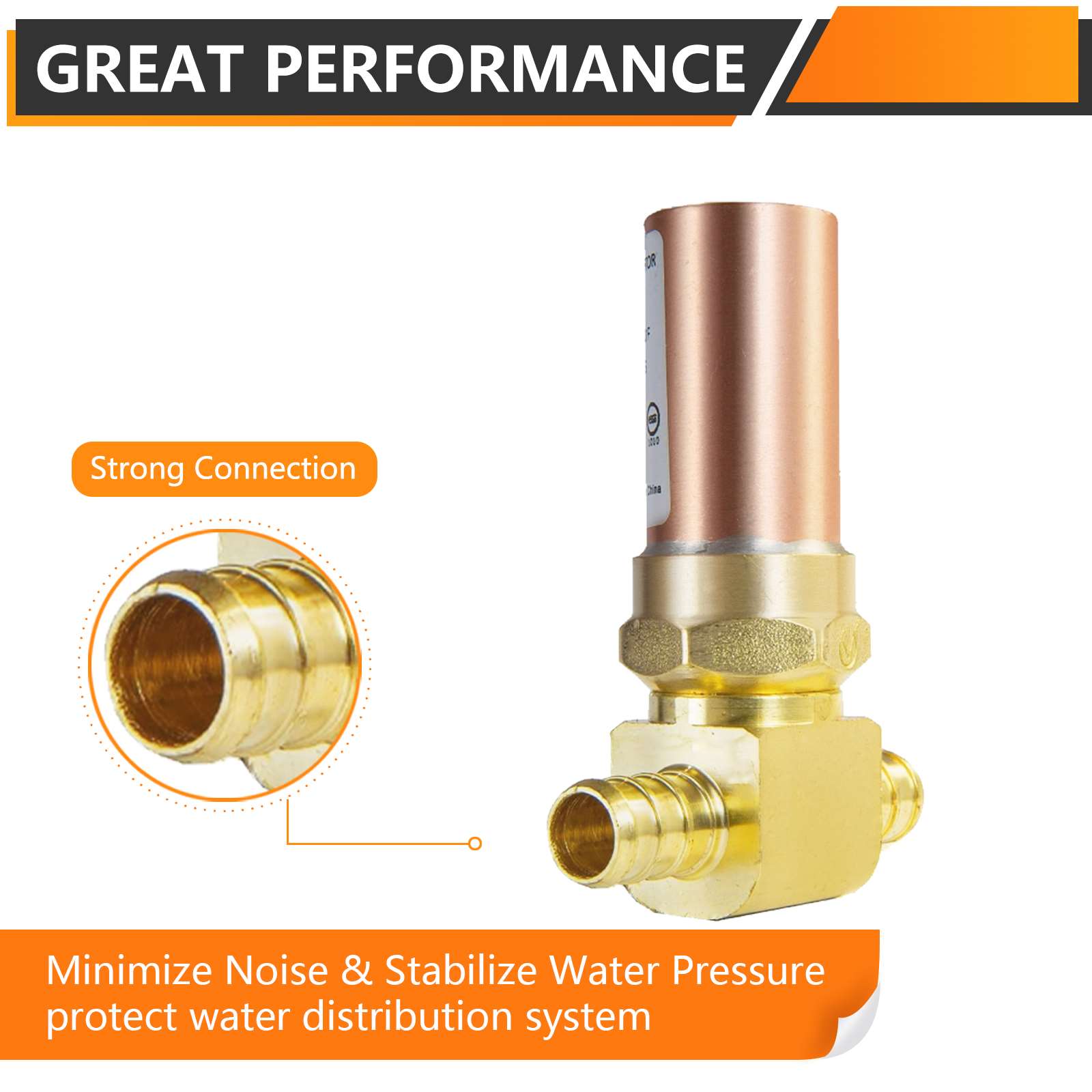 pex crimp connection tee water copper hammer arrestor 7