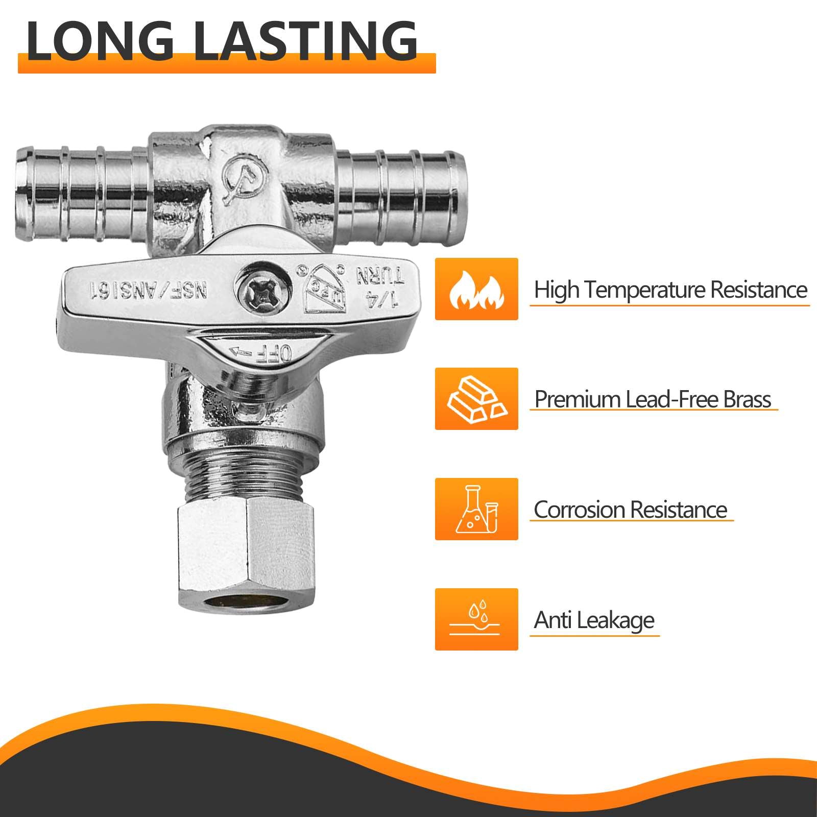 1 2 pex crimp x 1 2 pex crimp x 3 8 od compr valve lead free 8