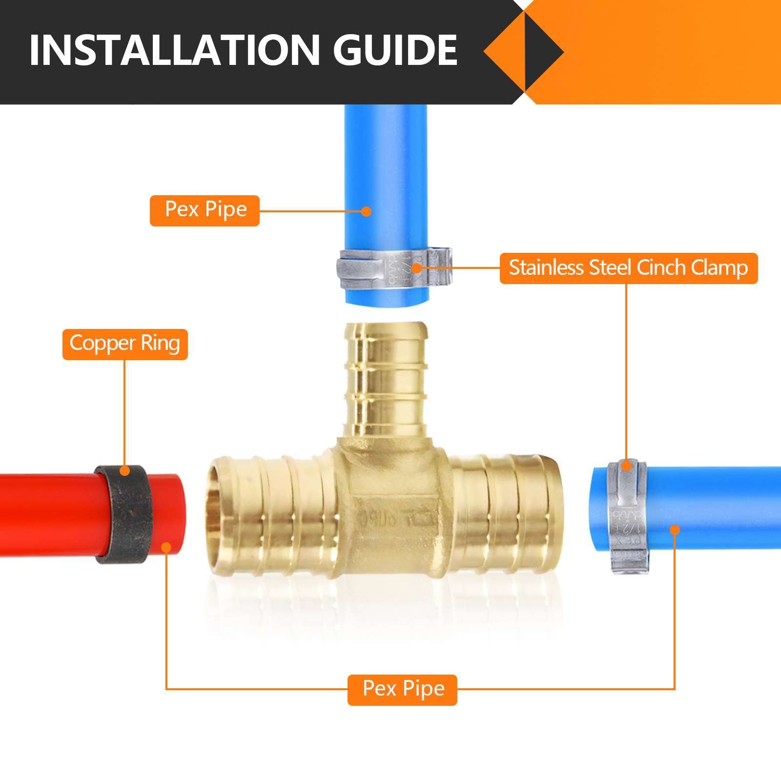 pex b crimp x pex reducing tee lead free 5