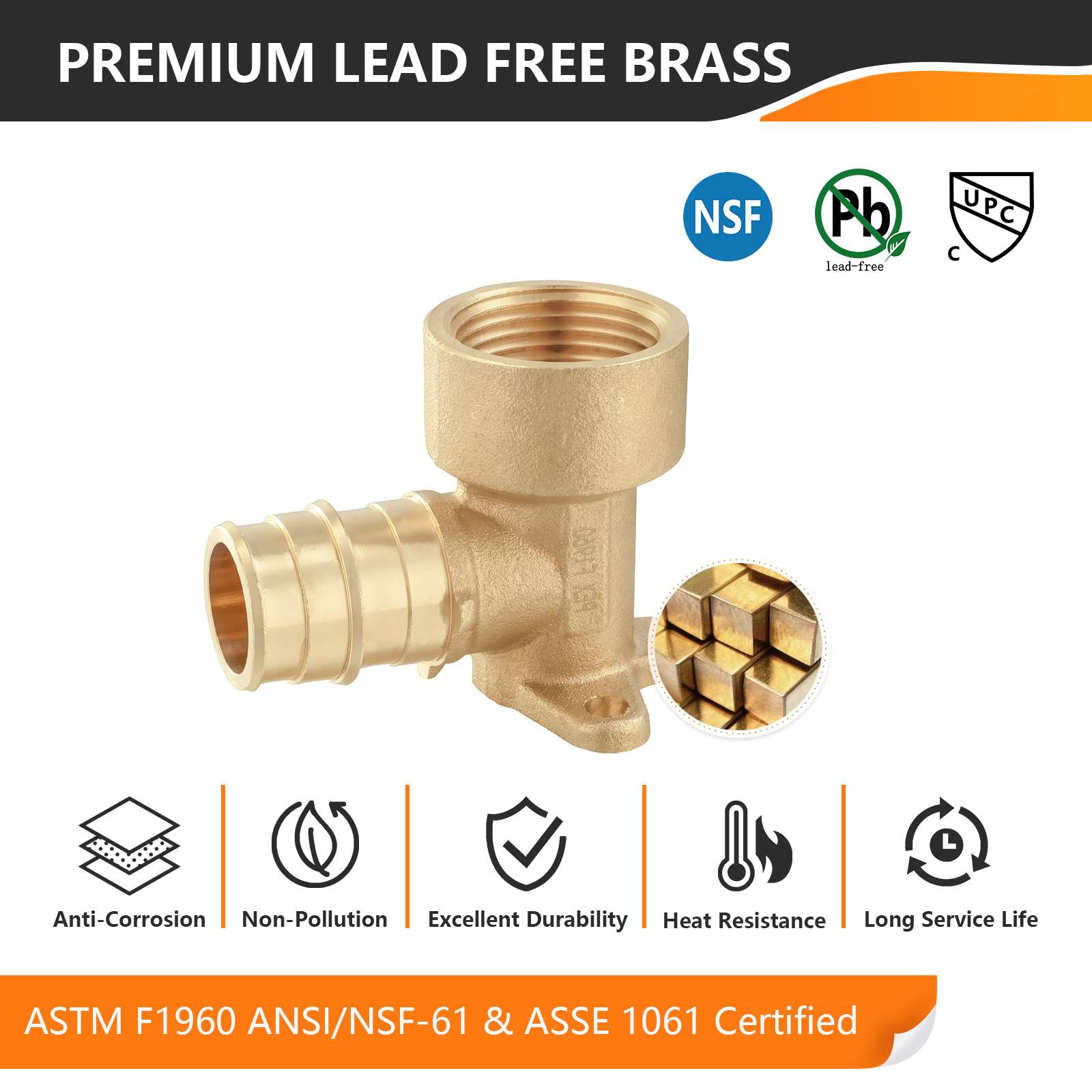 pex a expansion x female npt drop ear elbow lead free 2