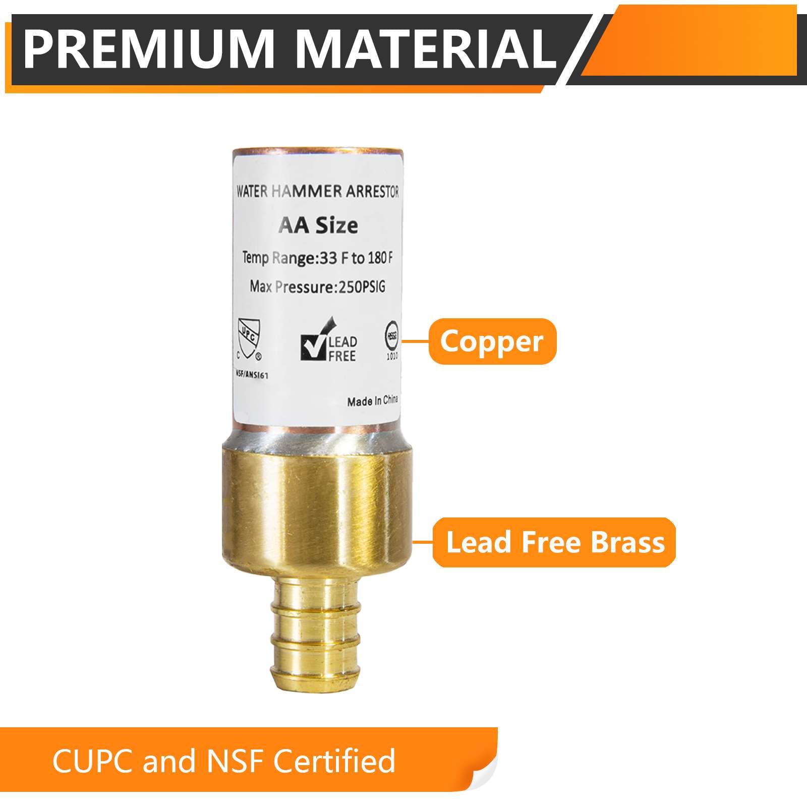 1 2 pex crimp connection f1807 water hammer arrestor copper pick size to add 8