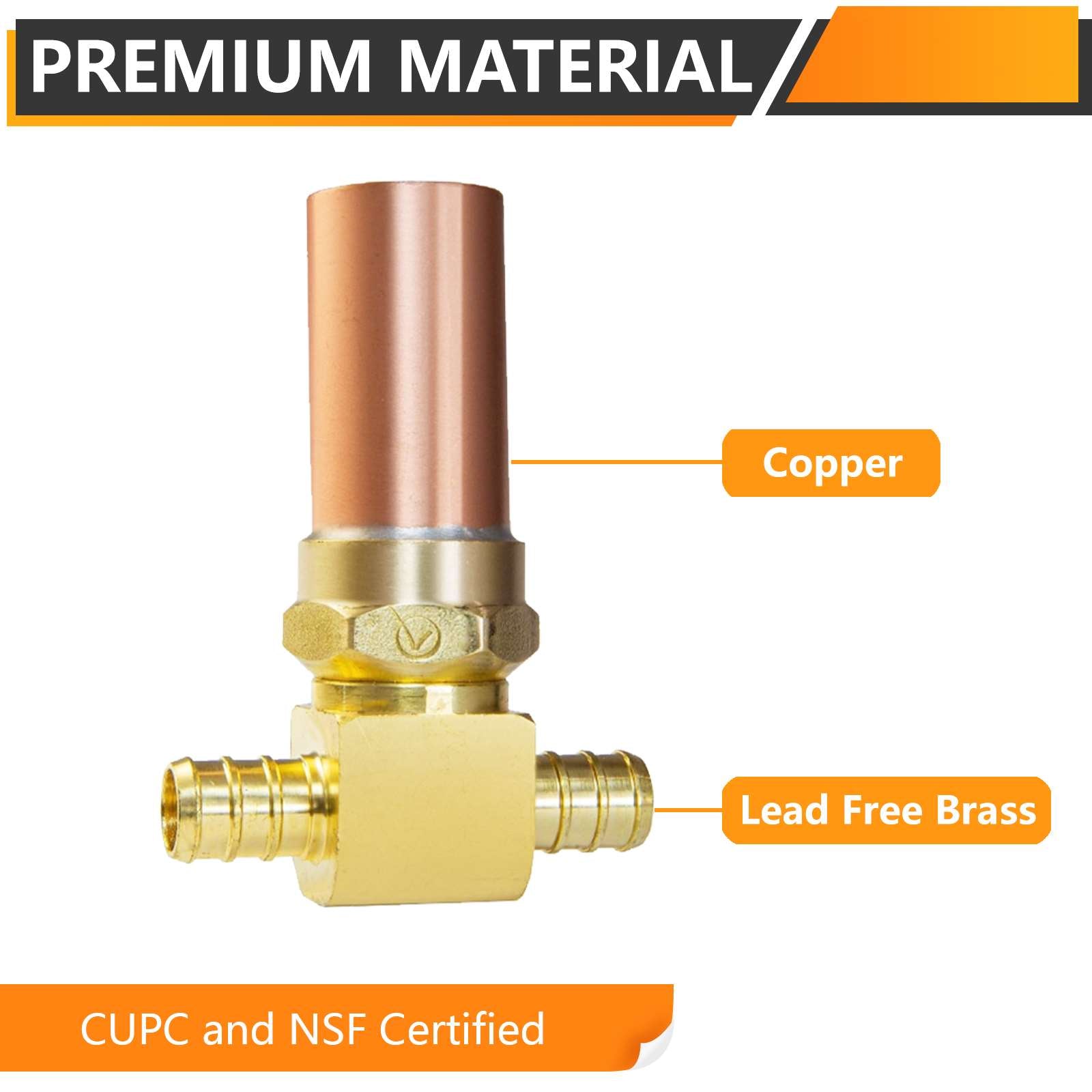 pex crimp connection tee water copper hammer arrestor 8