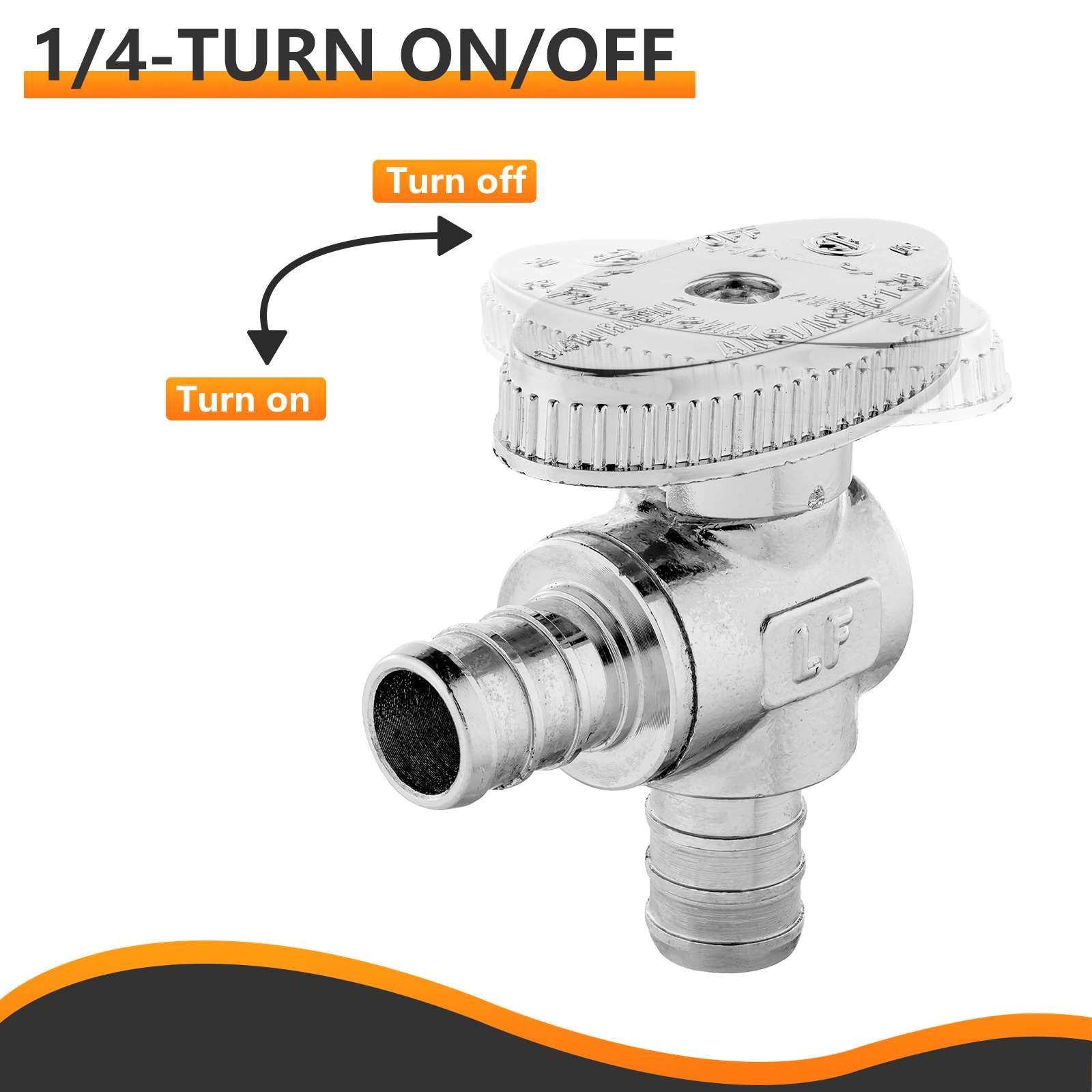 1 2 pex crimp x 1 2 pex crimp stop valve 1 4 turn lead free 6