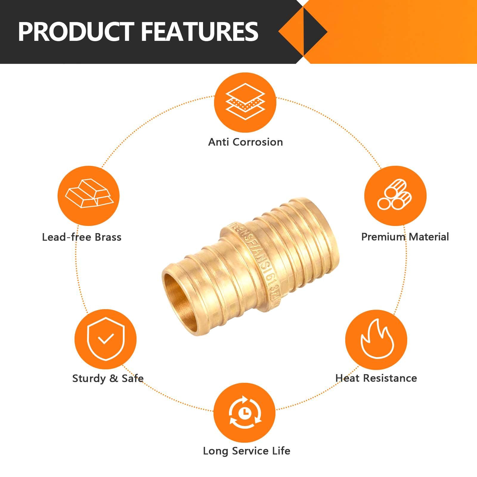 pex-b crimp 3/4-inch pex 3/4-inch pb transition brass pex coupling (lead free) 7
