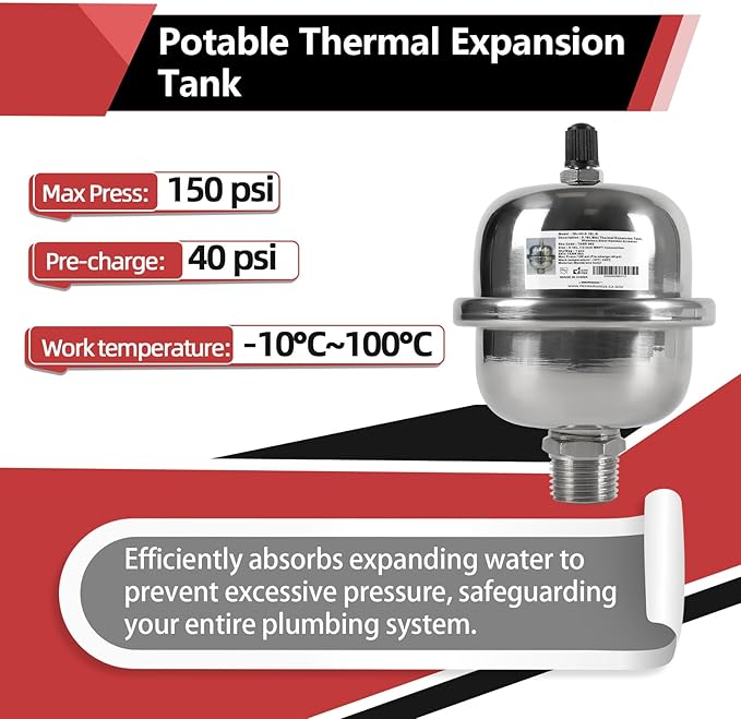 SS Expansion Tank for Tankless Water Heaters/Appliance - Pick Size to Add