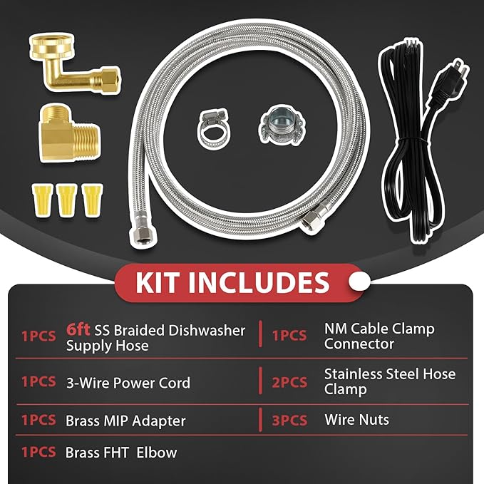 dishwasher installation kit, 3/8