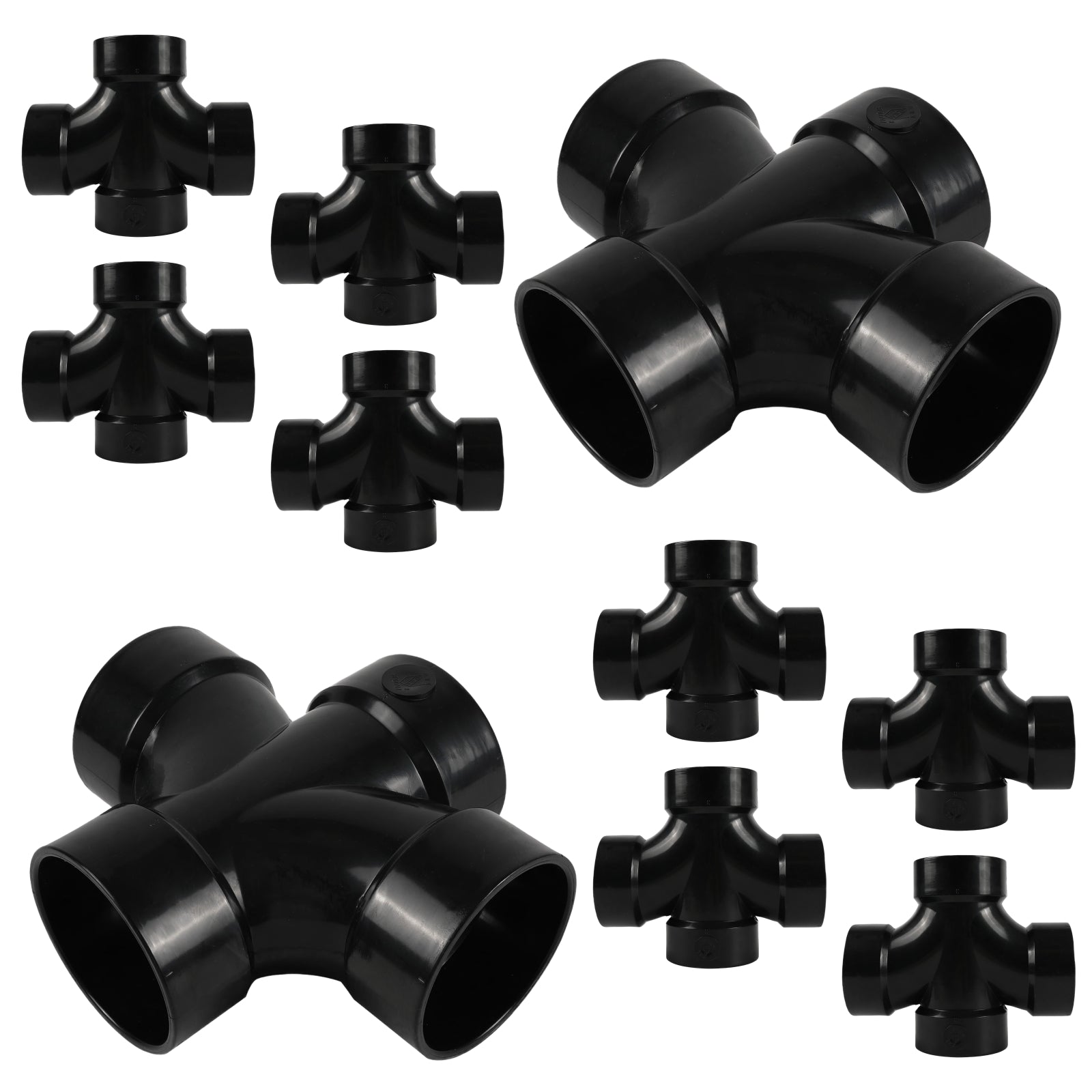 ABS DWV ALL HUB DOUBLE SANITARY TEE - Pick Size to Add