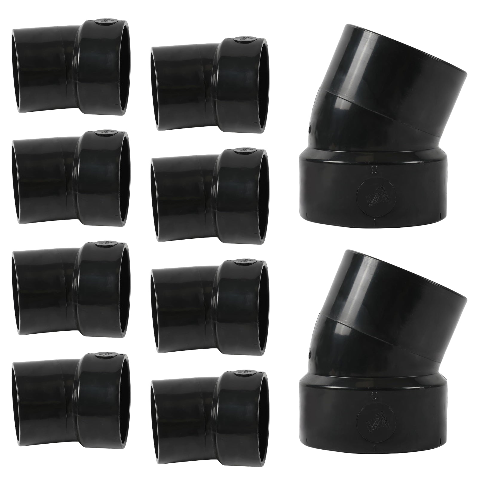 ABS DWV 22.5° HUB x Spigot Street Elbow Fitting (1/16 Bend) - Pick Size to Add