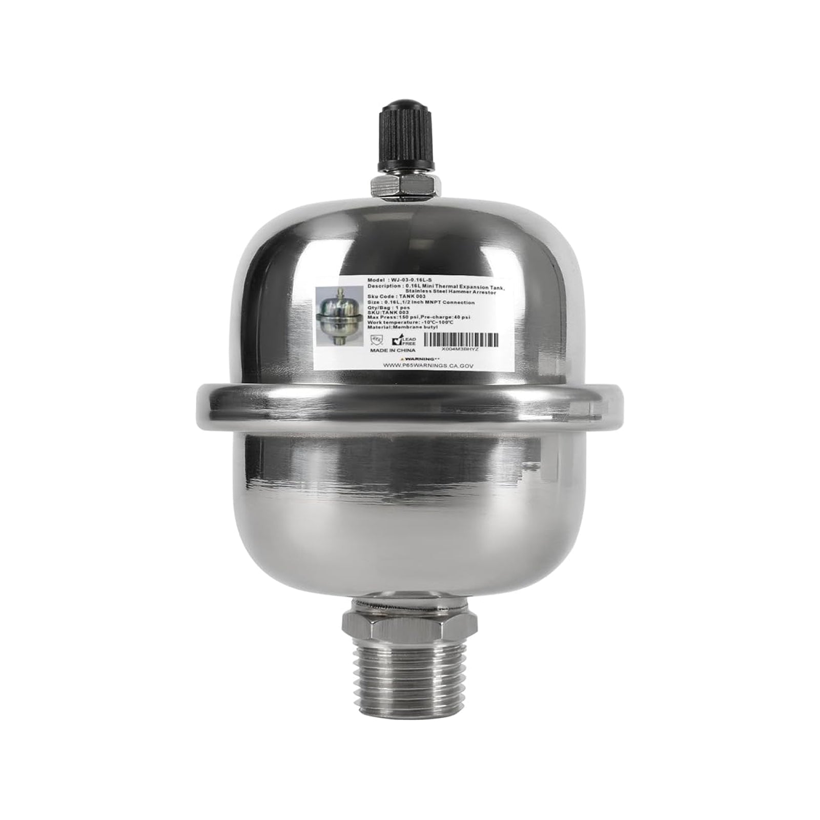 ss mini expansion tank for tankless water heaters/appliance (0.04gal)