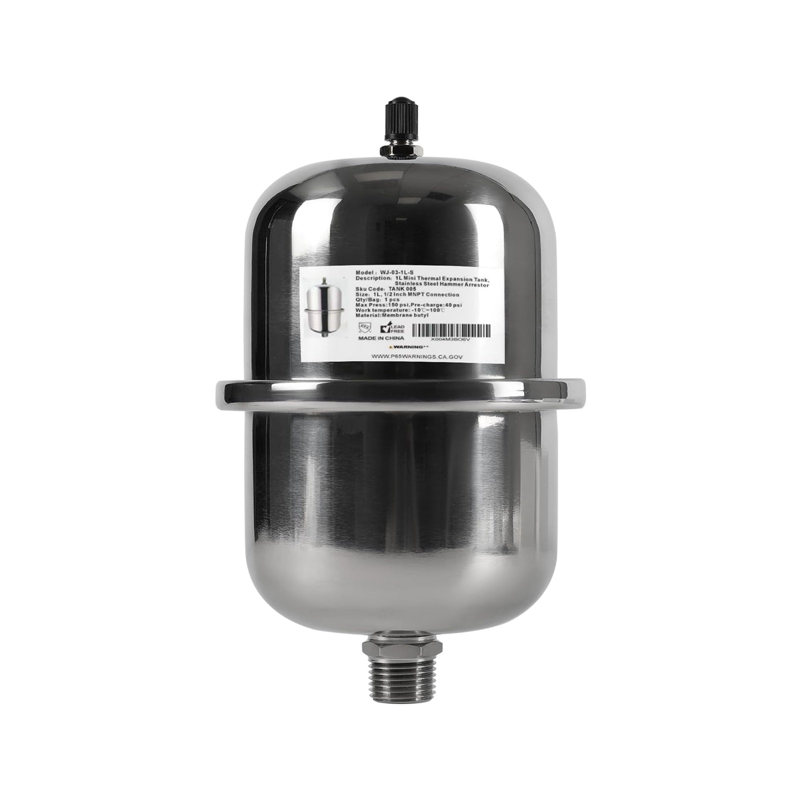 ss expansion tank for tankless water heaters/appliance (0.26gal)