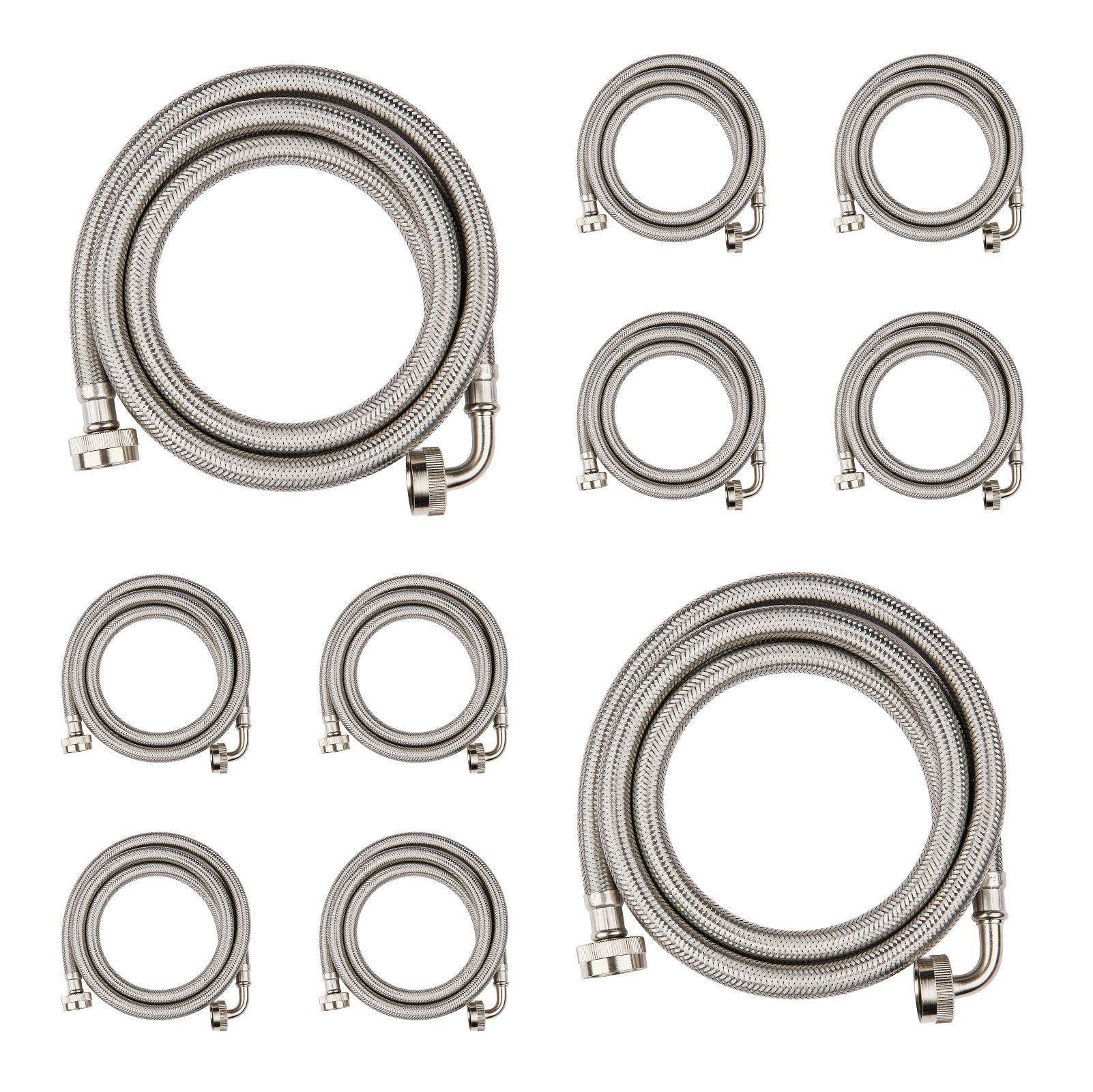 10 pcs 5ft washing machine hose, with 90 degree elbow, stainless steel