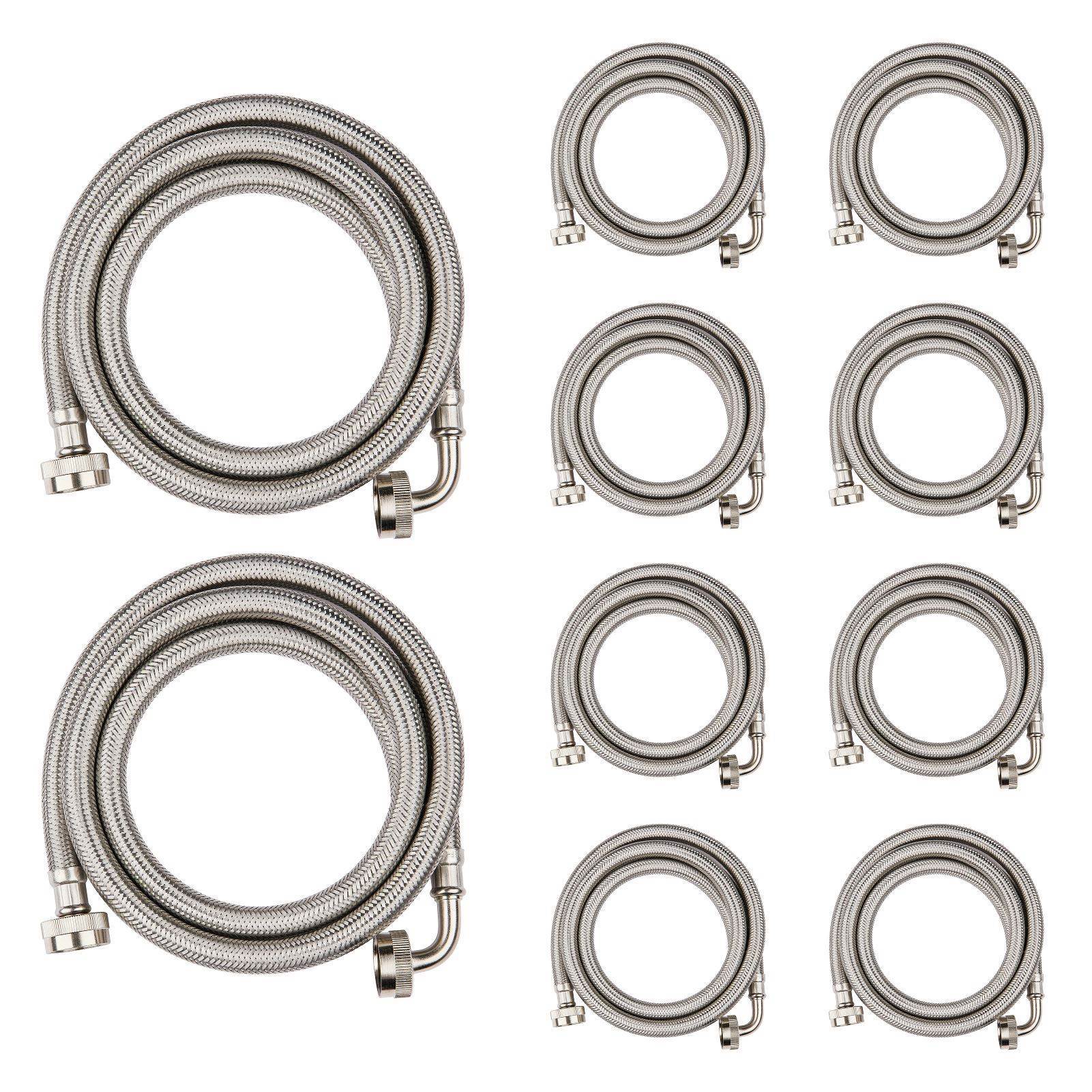 10 pcs 6ft washing machine hose, with 90 degree elbow, stainless steel