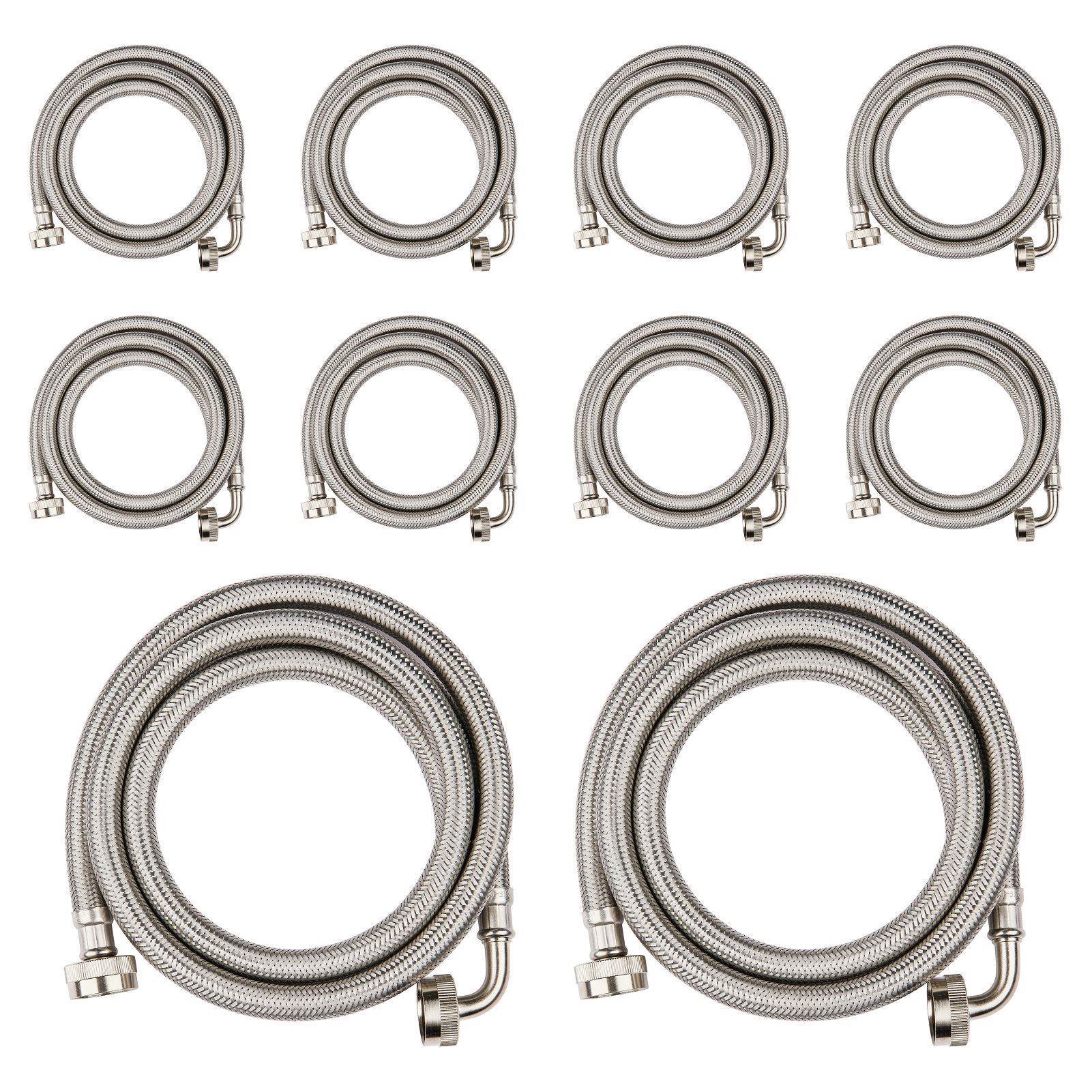 10 pcs 4ft washing machine hose, with 90 degree elbow, stainless steel