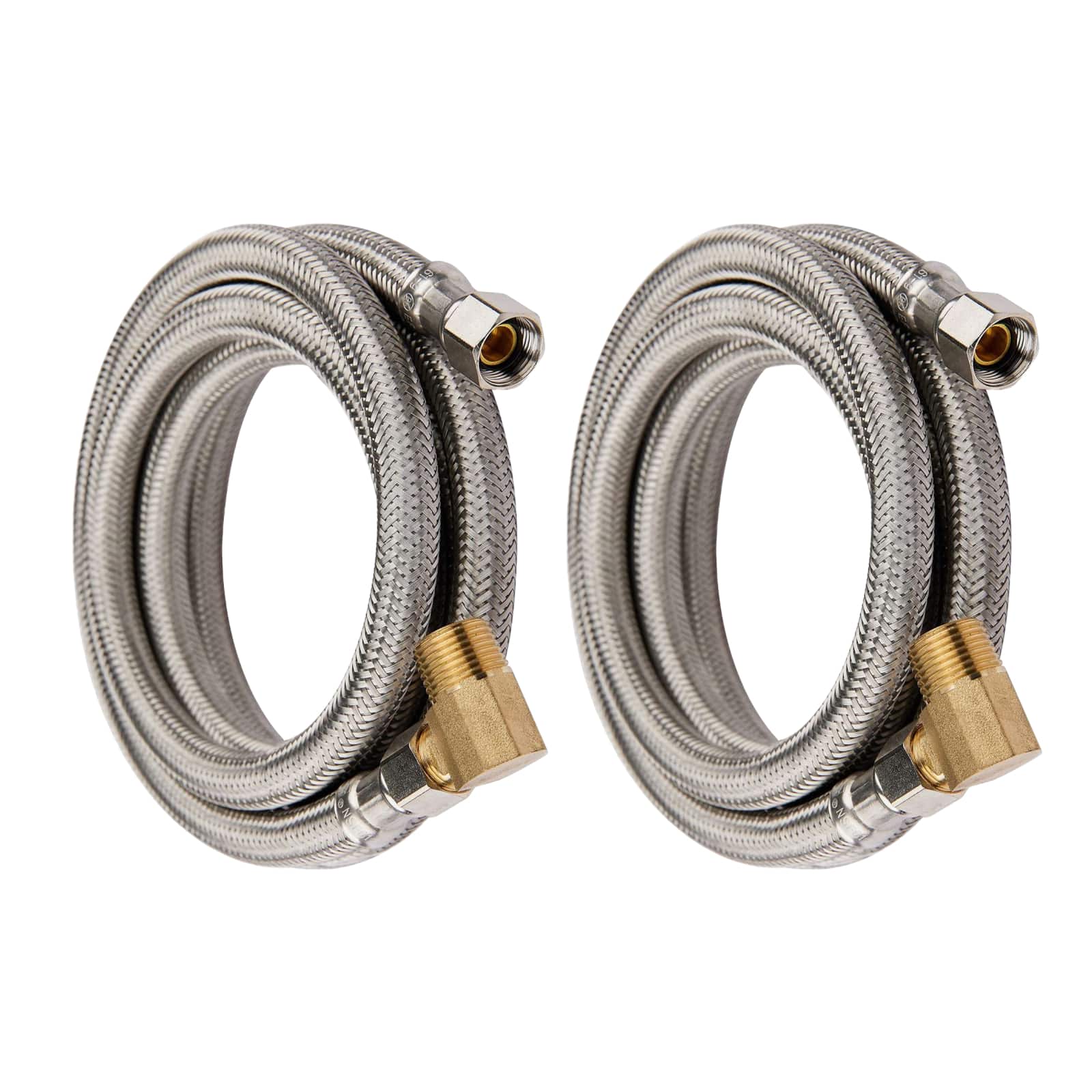 dishwasher hose with attached 90 degree 3 8 comp x 3 8 mip elbow premium stainless steel lead free 5