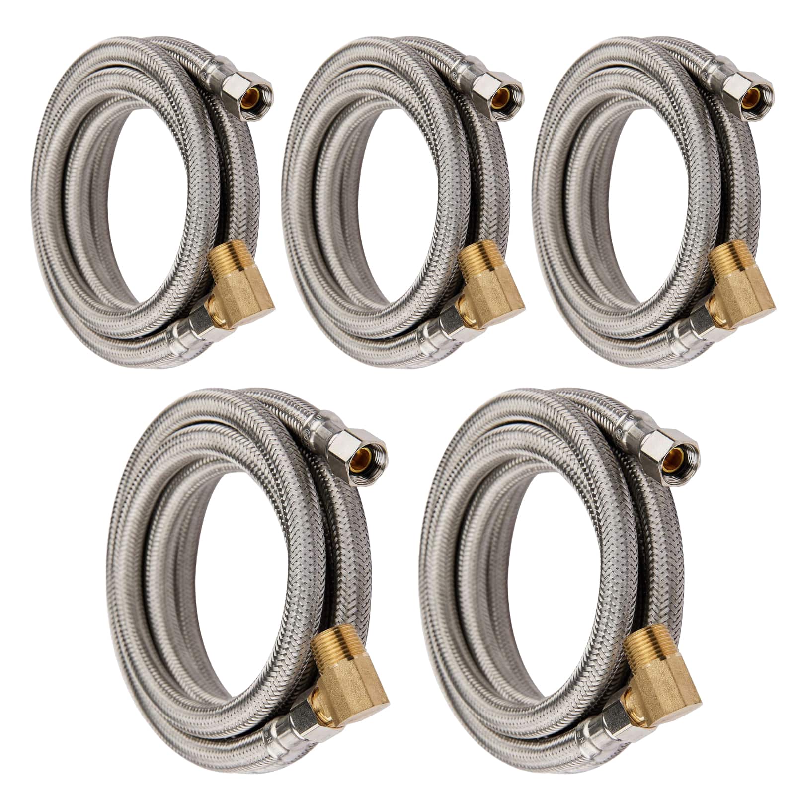 dishwasher hose with attached 90 degree 3 8 comp x 3 8 mip elbow premium stainless steel lead free 6