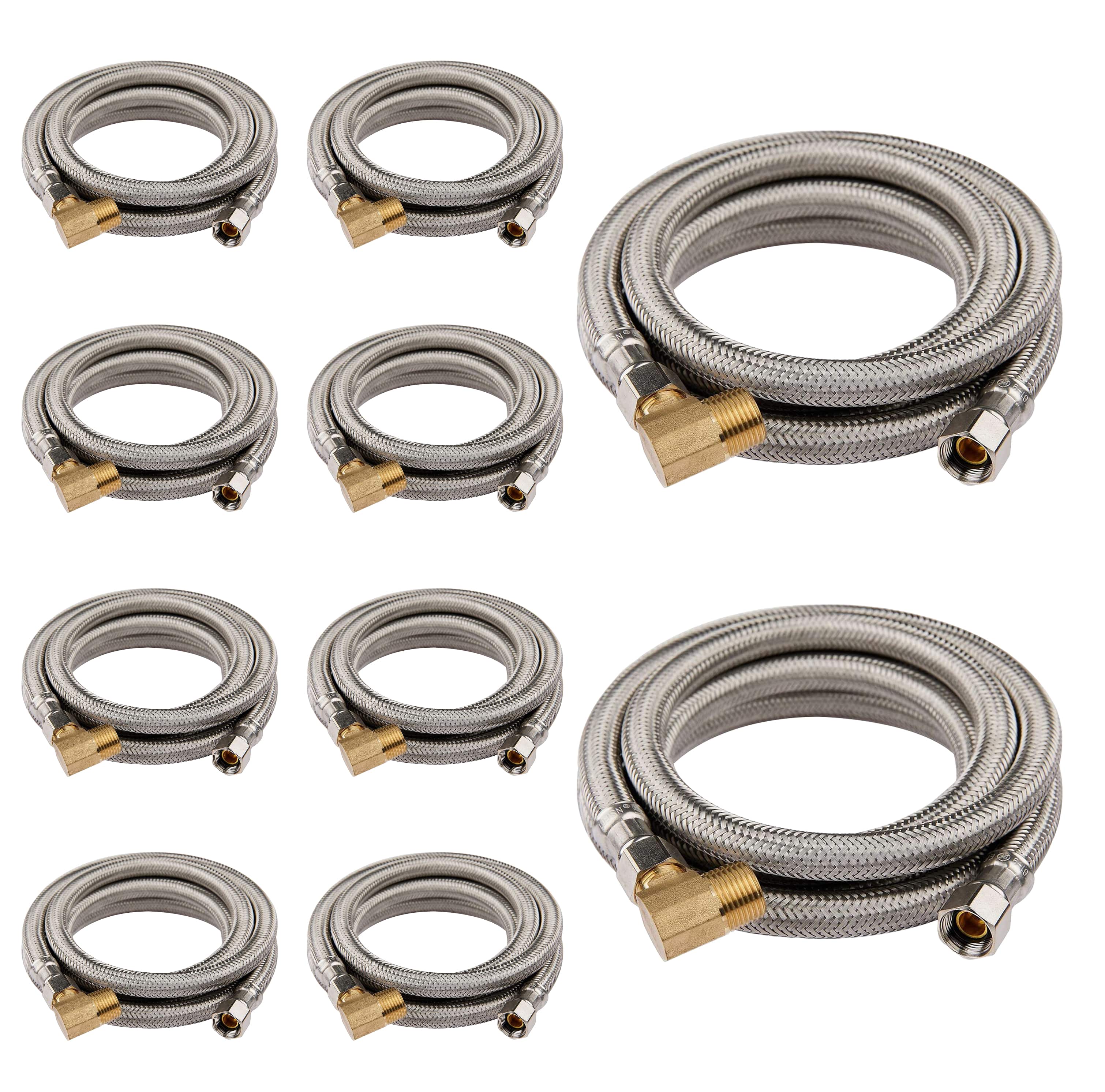 dishwasher hose with attached 90 degree 3 8 comp x 3 8 mip elbow premium stainless steel lead free 10