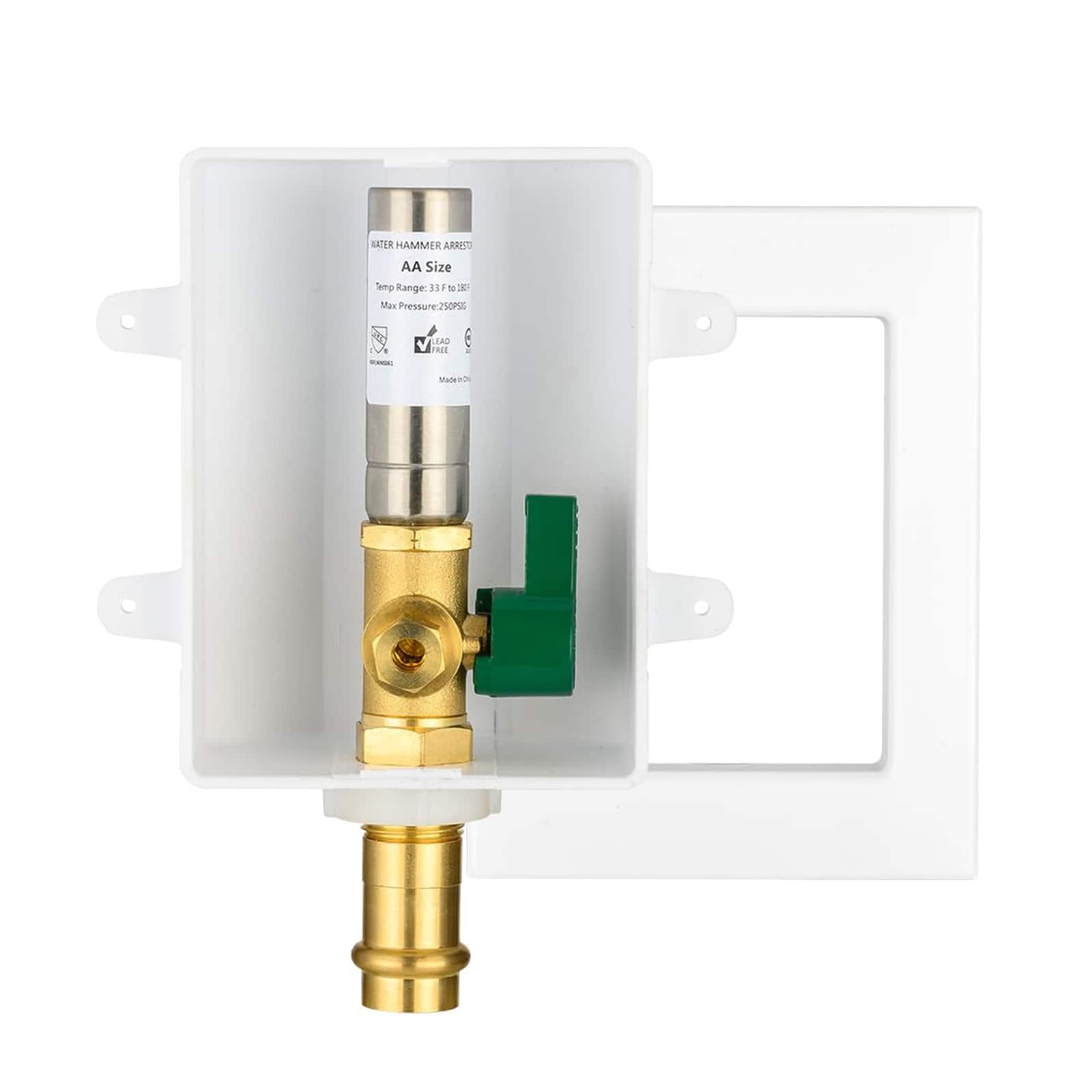 copper press inlet ice maker outlet box with installed turn ball valve 10