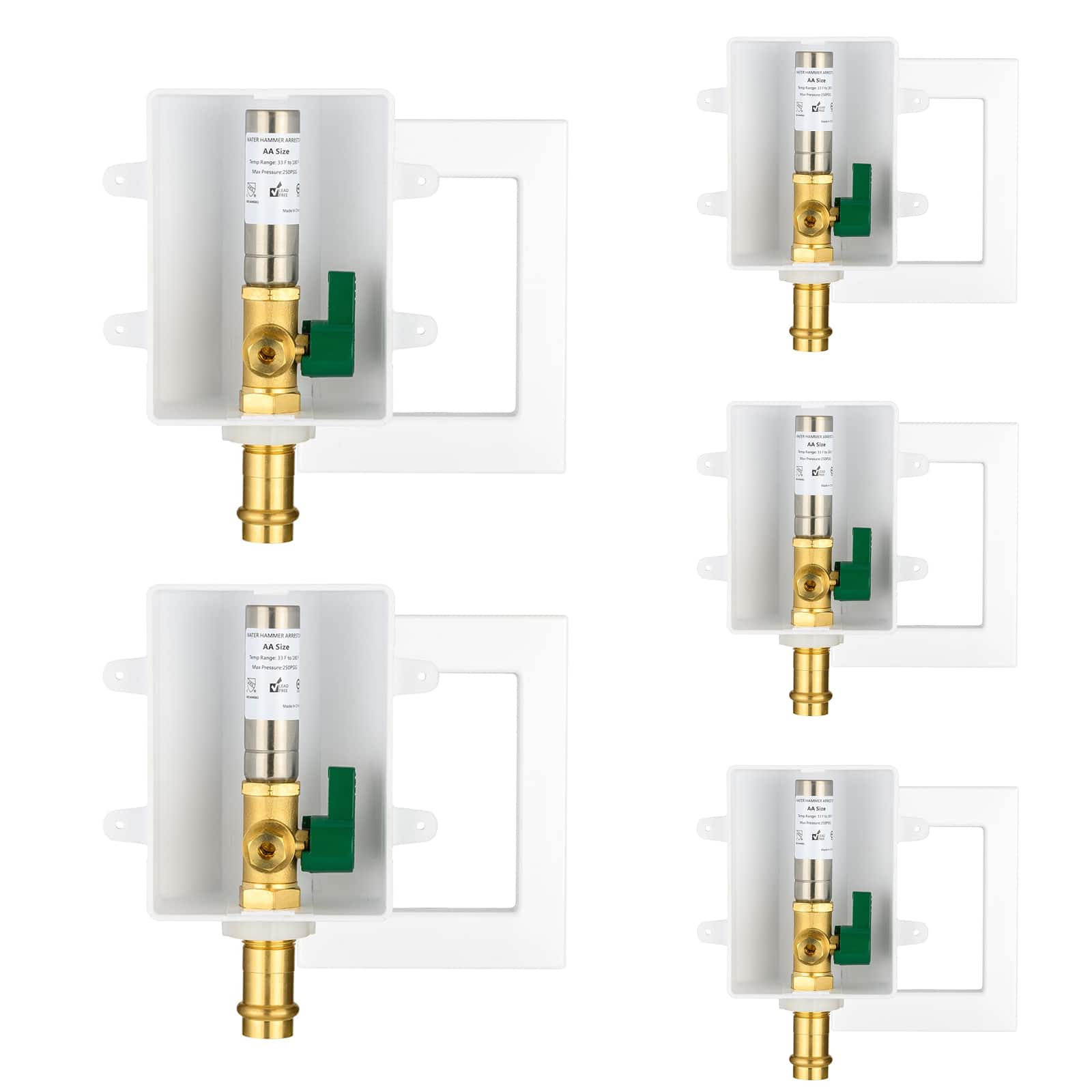copper press inlet ice maker outlet box with installed turn ball valve 12
