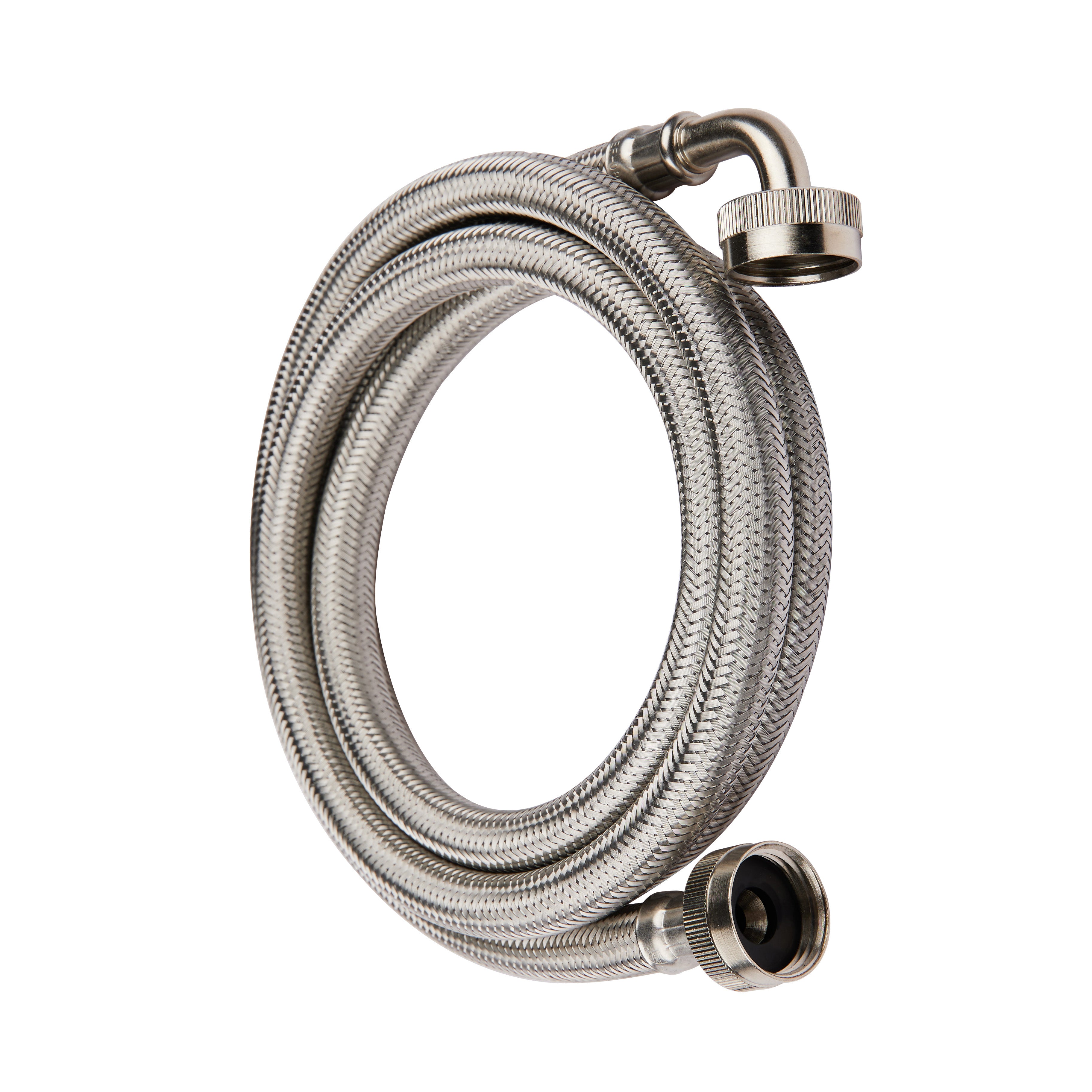 5ft washing machine hose, with 90 degree elbow, stainless steel 2