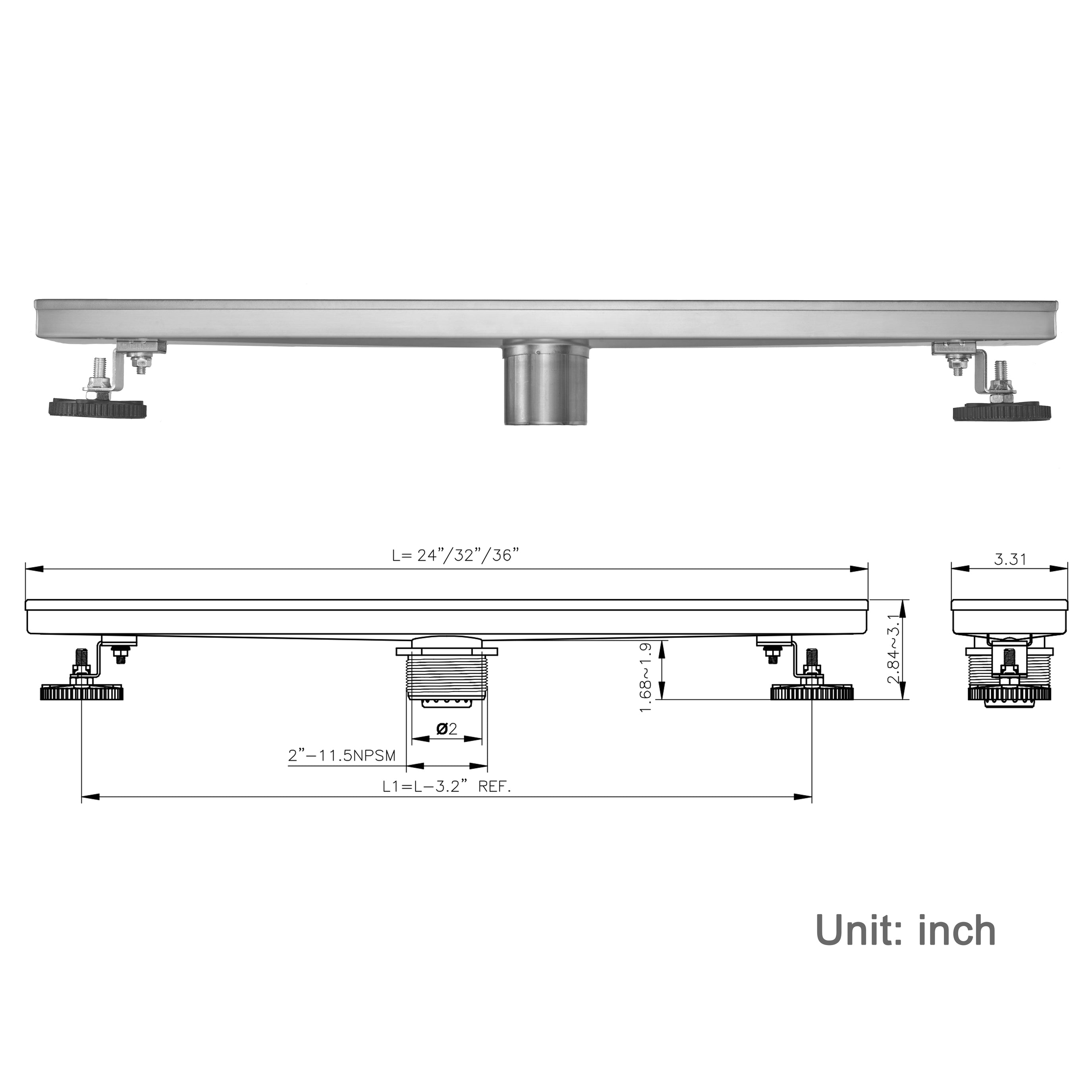 linear shower drain 36