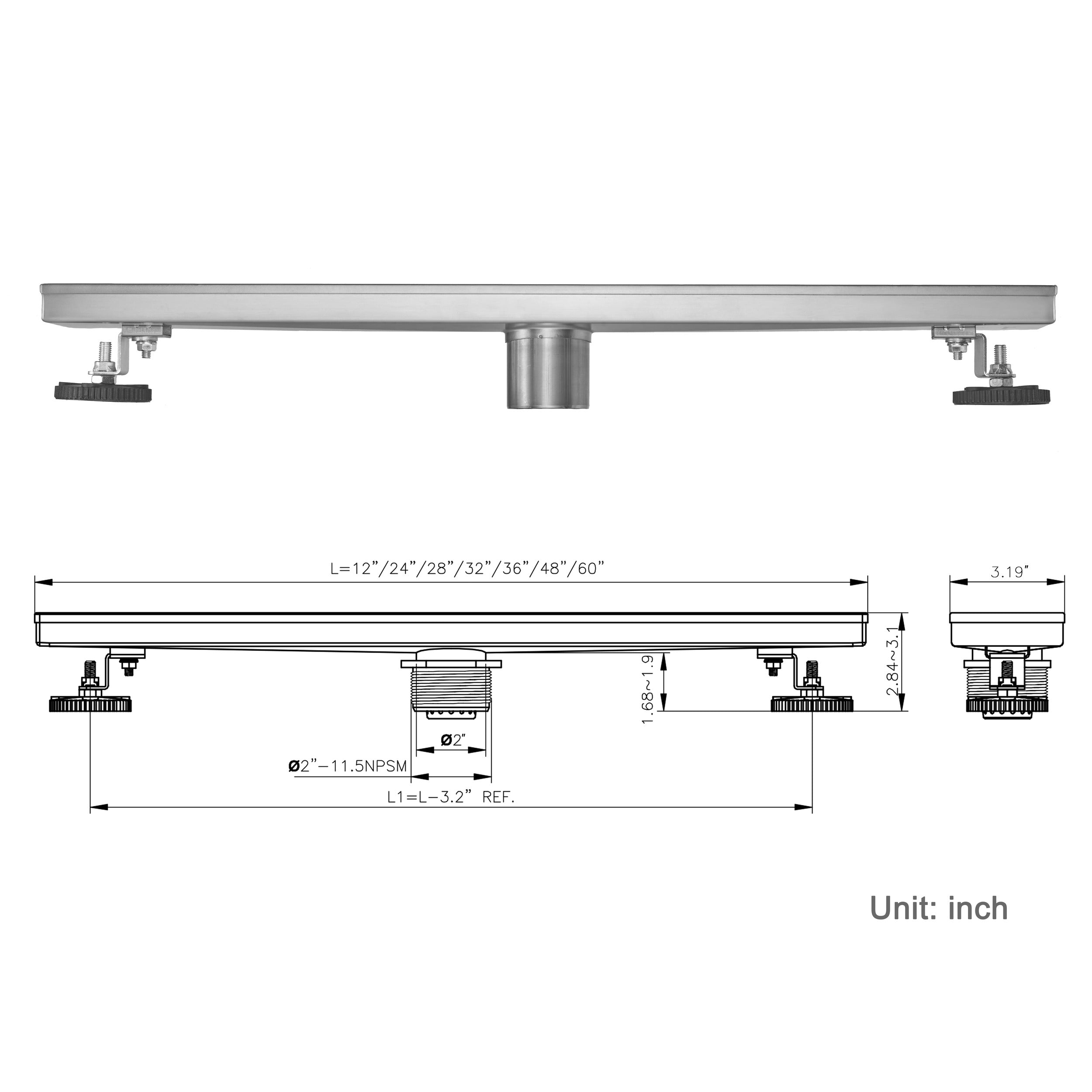 linear shower drain 24