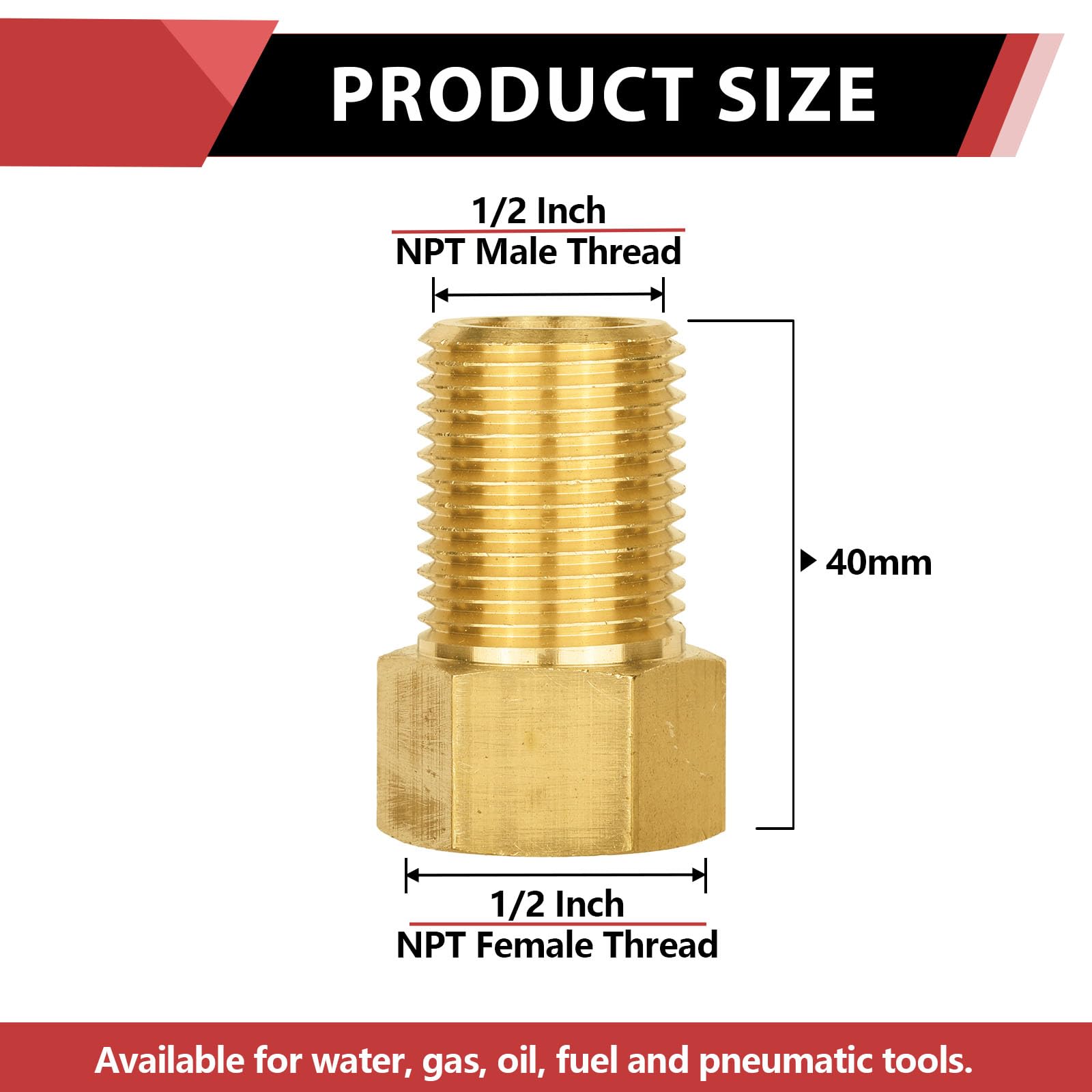 30 pcs 40mm 1/2 fip mip 3
