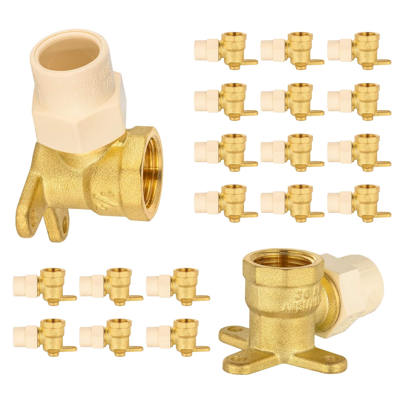 cpvc x female npt brass drop ear elbow lead free 4