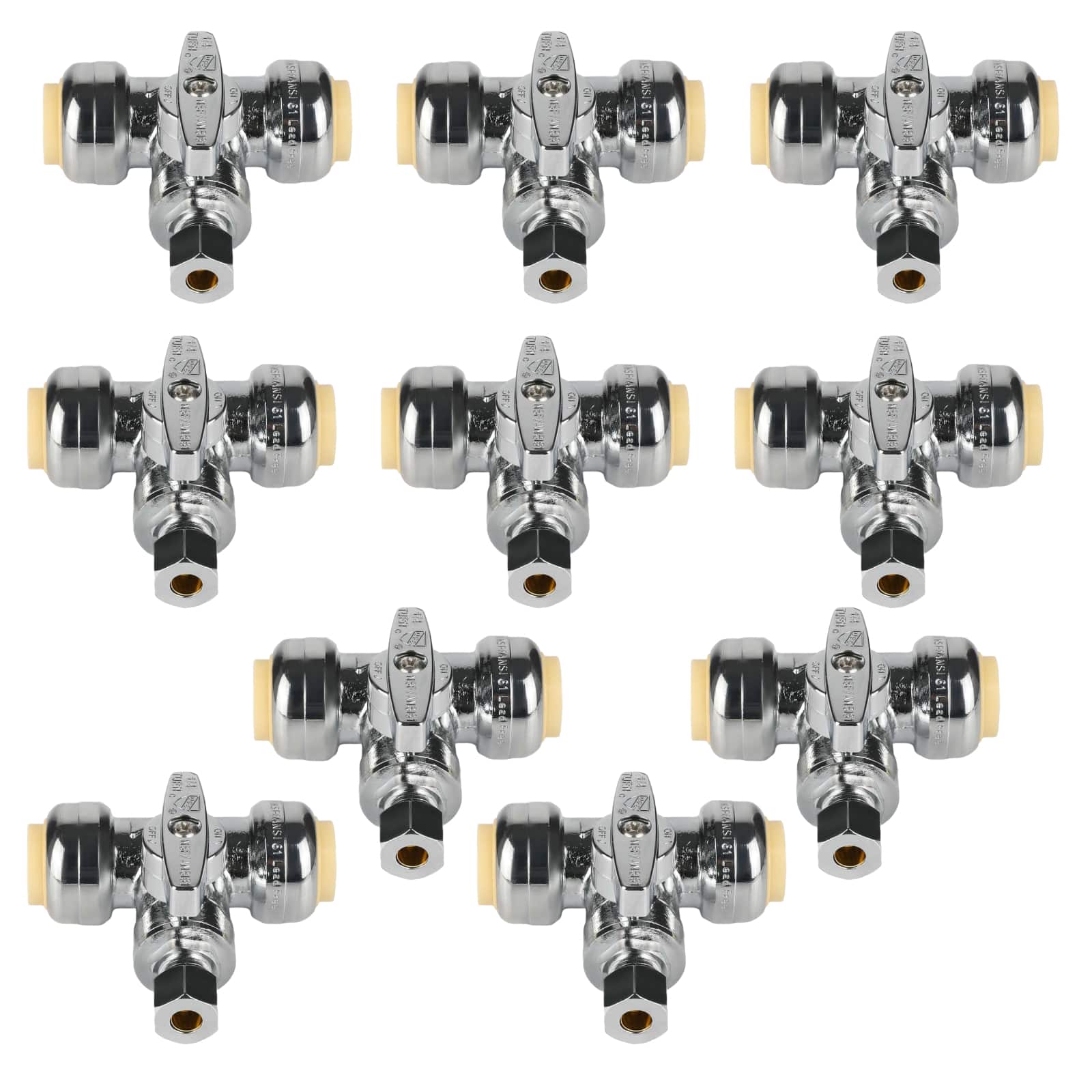 push connect x push connect x od compr tee stop valve 1 4 turn lead free 15