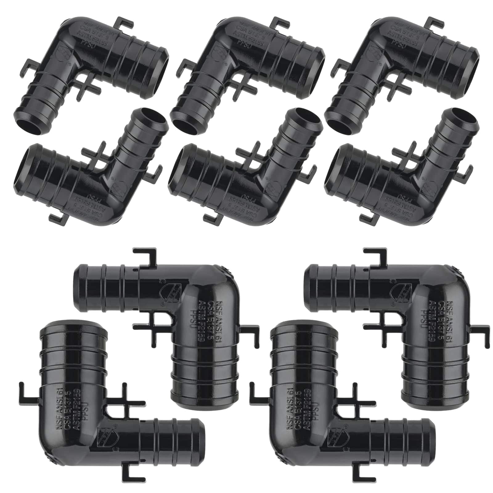 pex b crimp ppsu reducing elbow w tabs 7